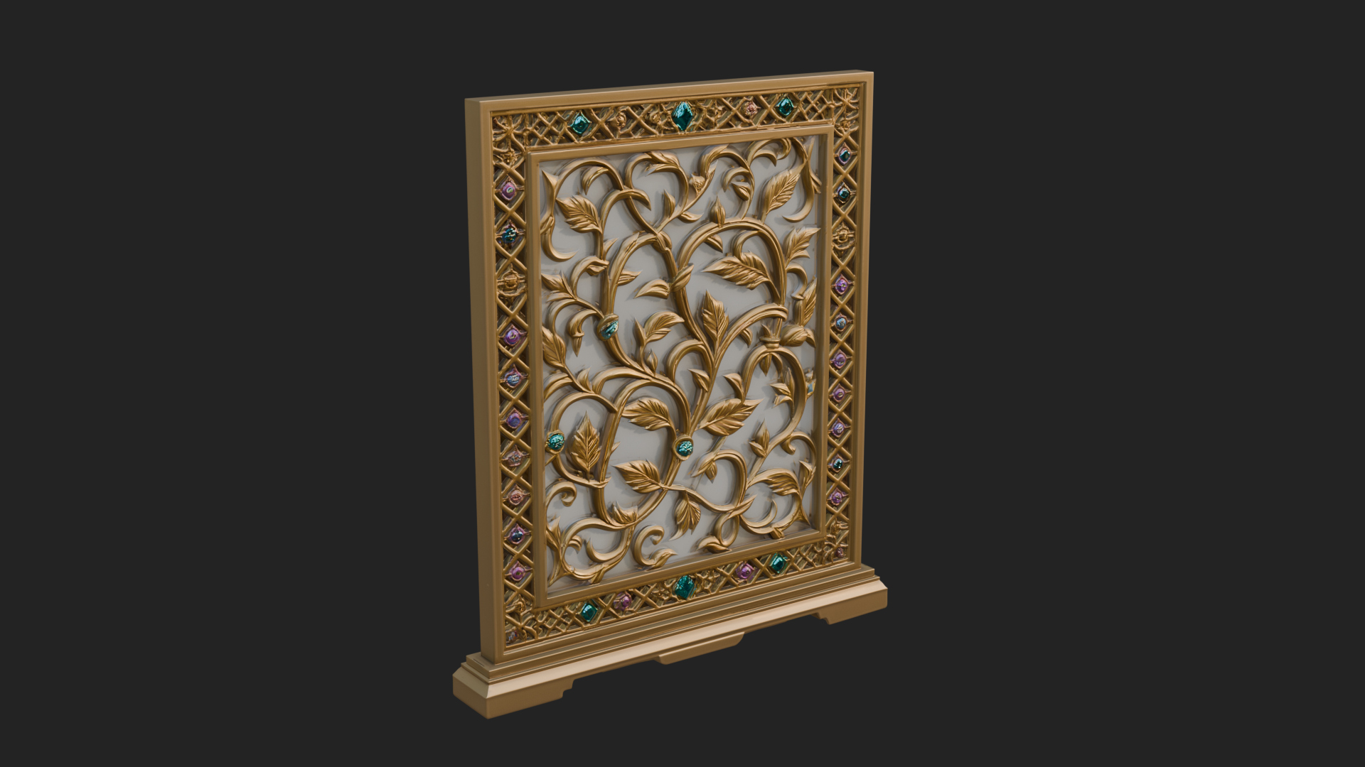 Carved Vine Screen Plaque Design 2 3D Print Model 3D Model