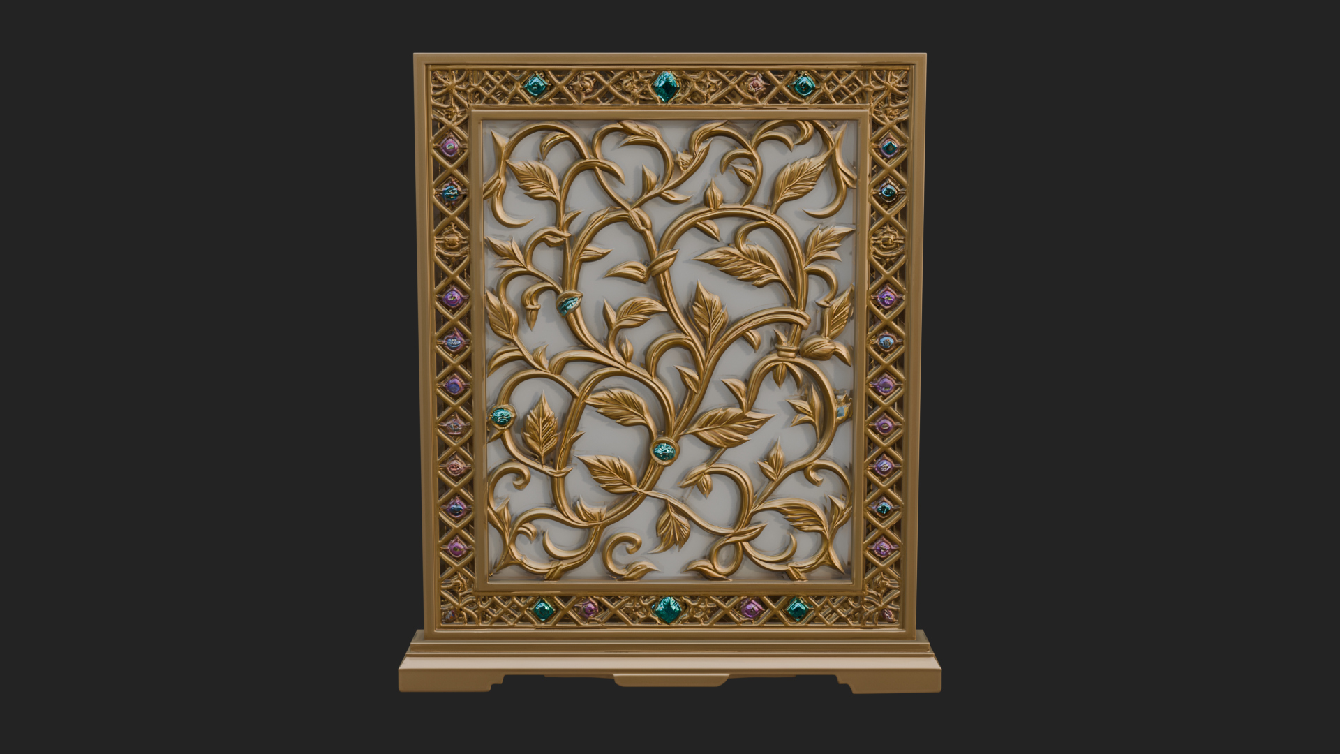 Carved Vine Screen Plaque Design 2 3D Print Model 3D Model