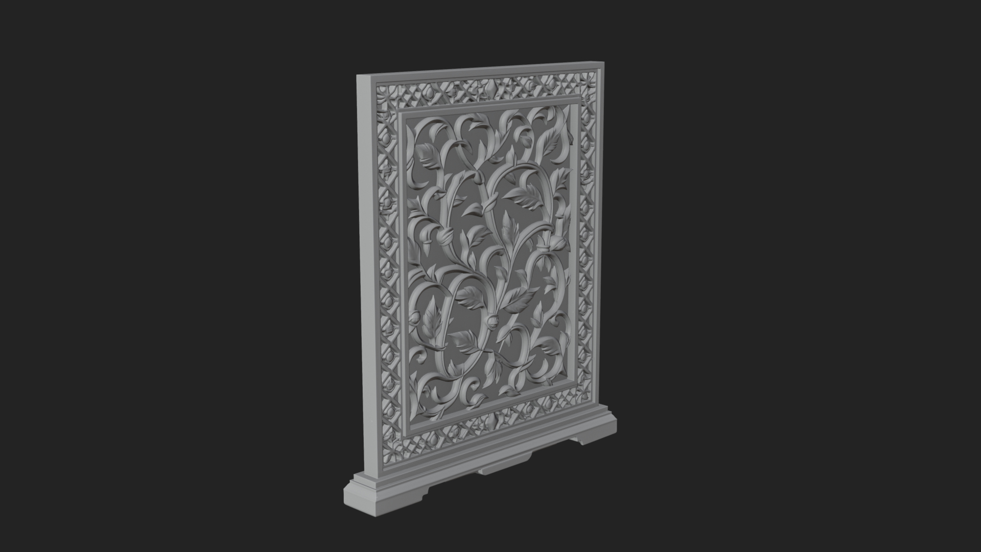 Carved Vine Screen Plaque Design 2 3D Print Model 3D Model