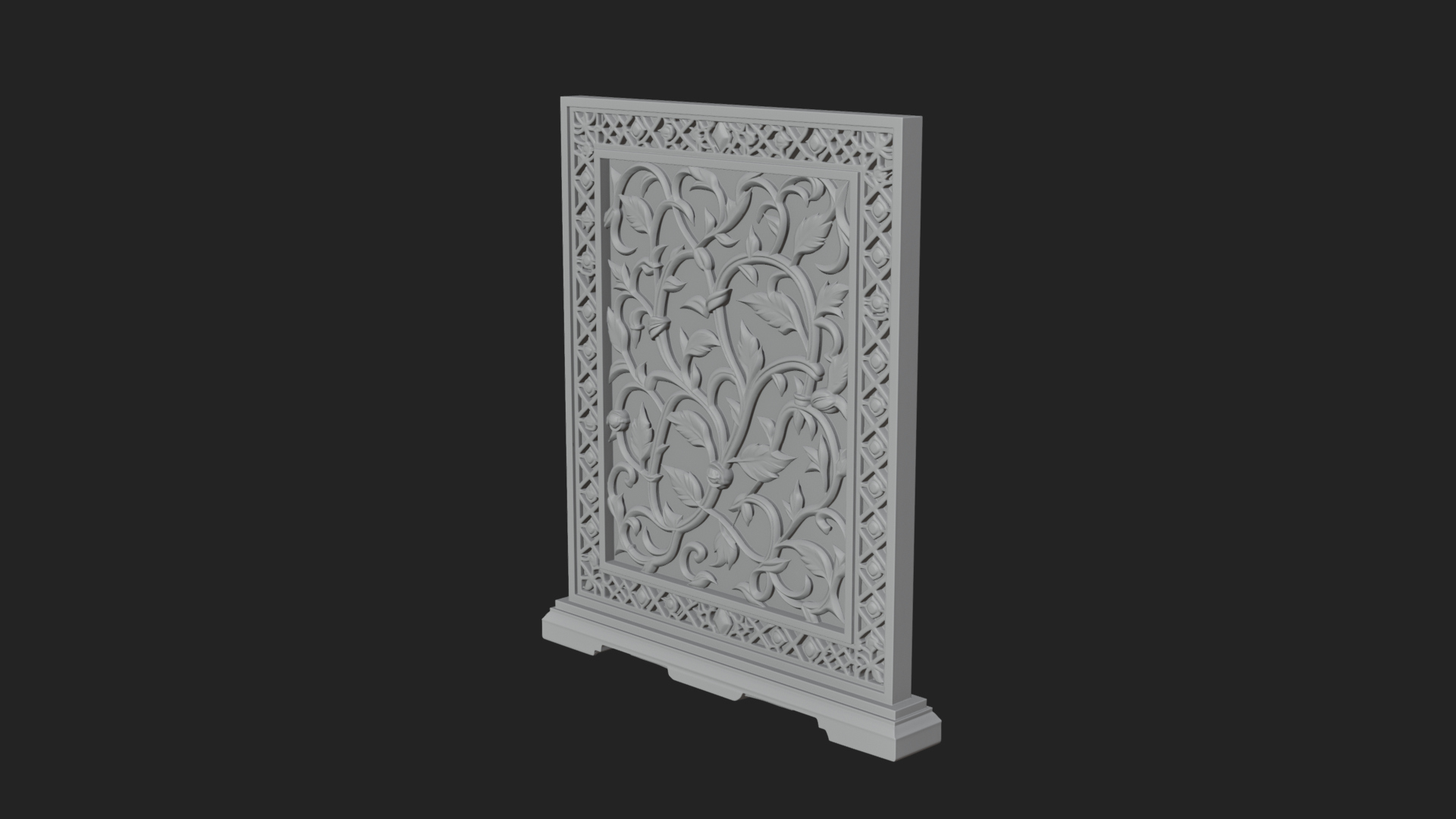 Carved Vine Screen Plaque Design 2 3D Print Model 3D Model