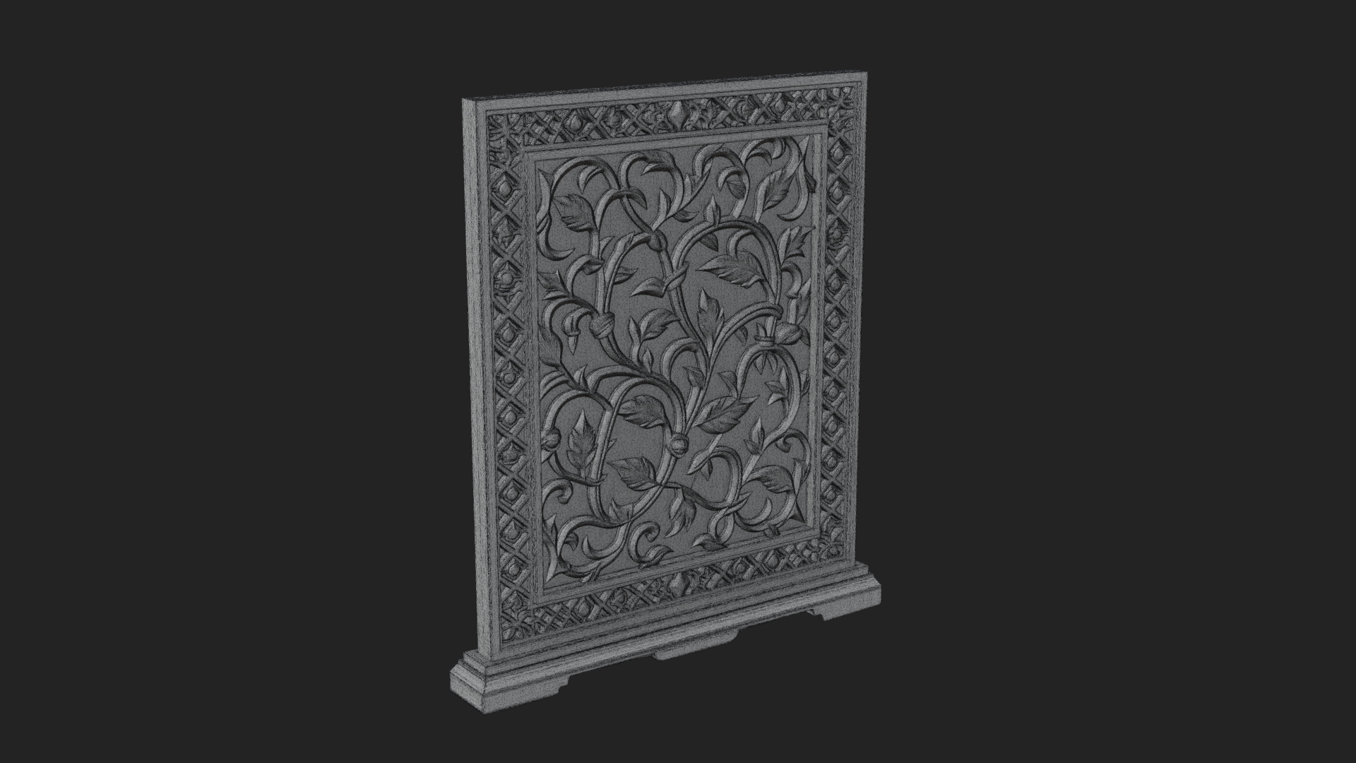 Carved Vine Screen Plaque Design 2 3D Print Model 3D Model