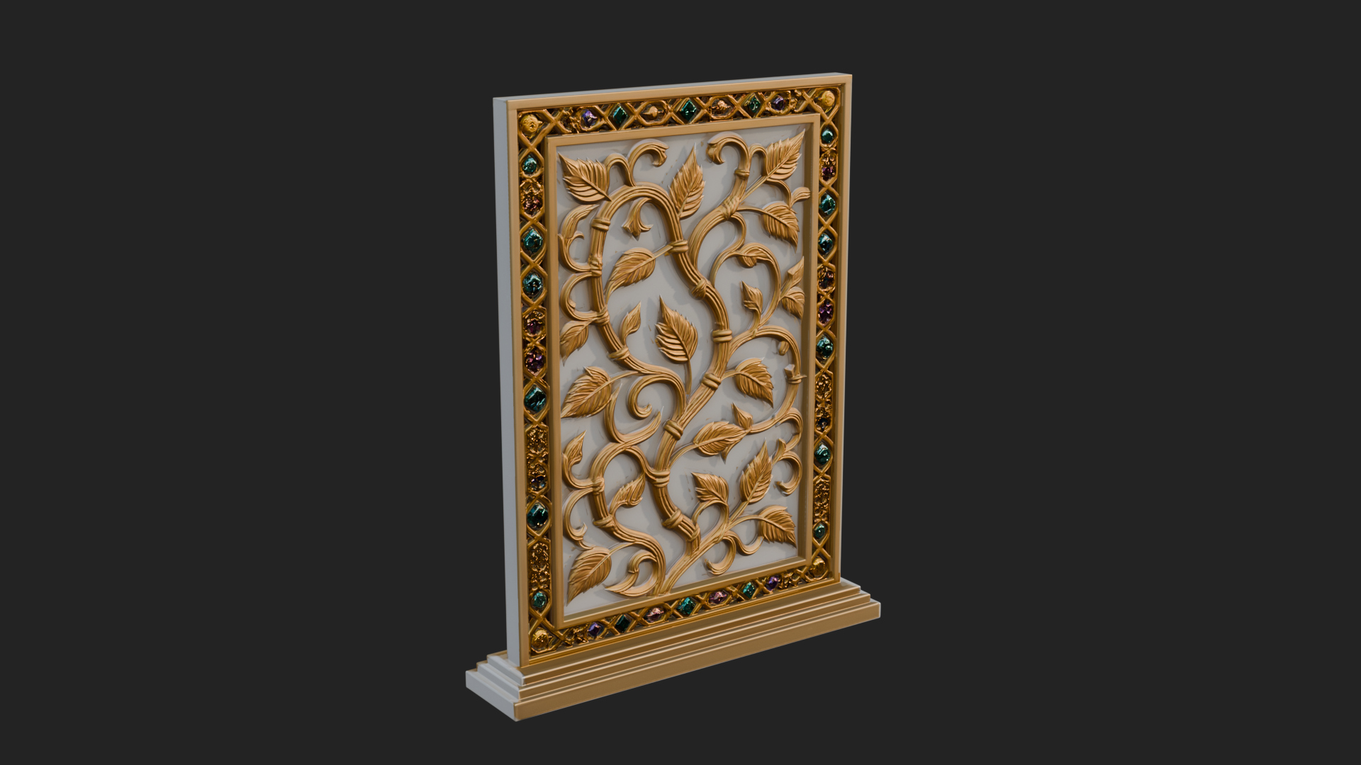 Carved Vine Screen Plaque Design 3 3D Print Model 3D Model