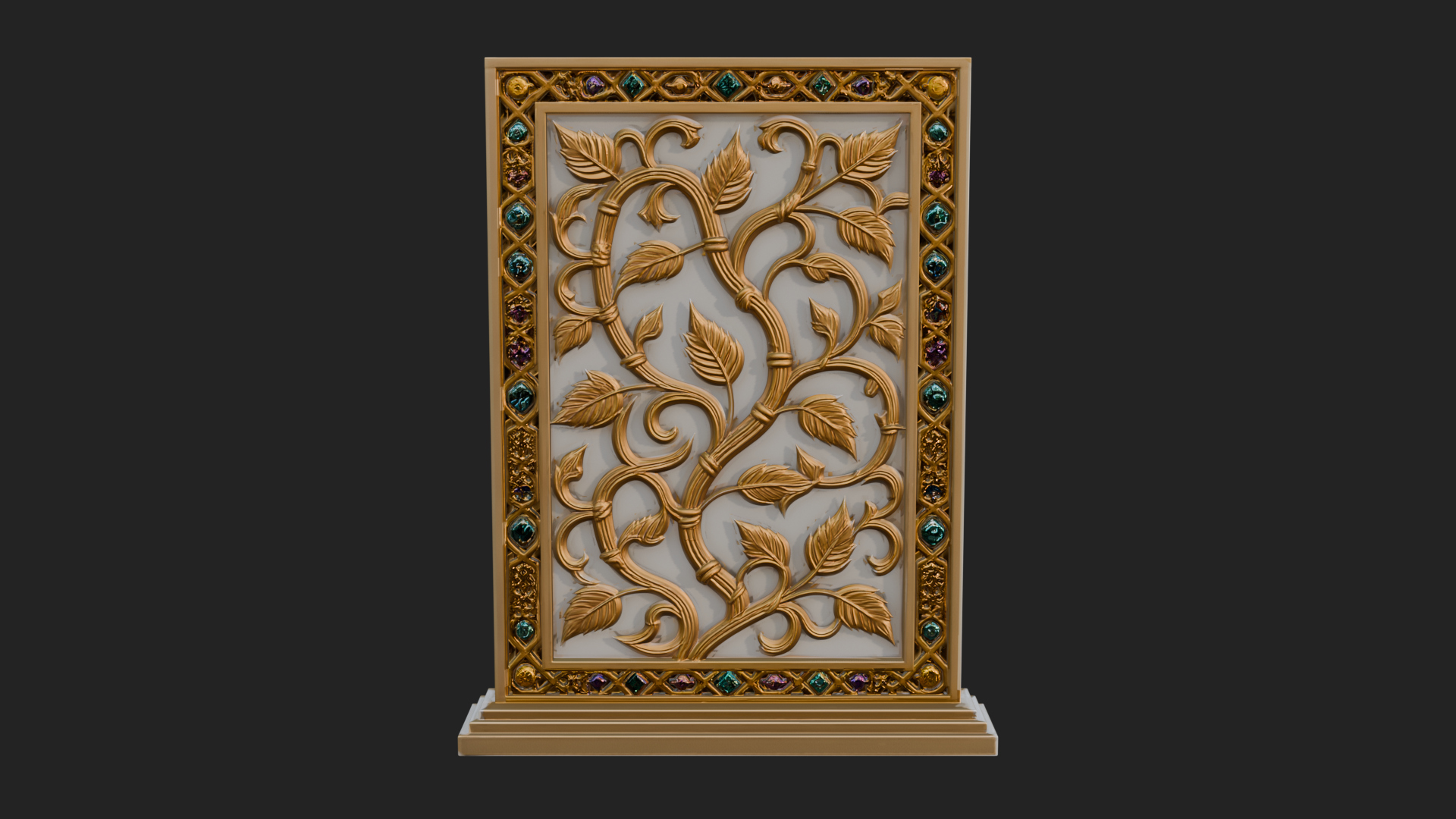 Carved Vine Screen Plaque Design 3 3D Print Model 3D Model