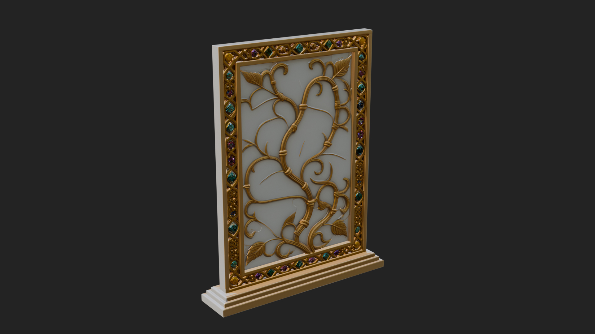 Carved Vine Screen Plaque Design 3 3D Print Model 3D Model