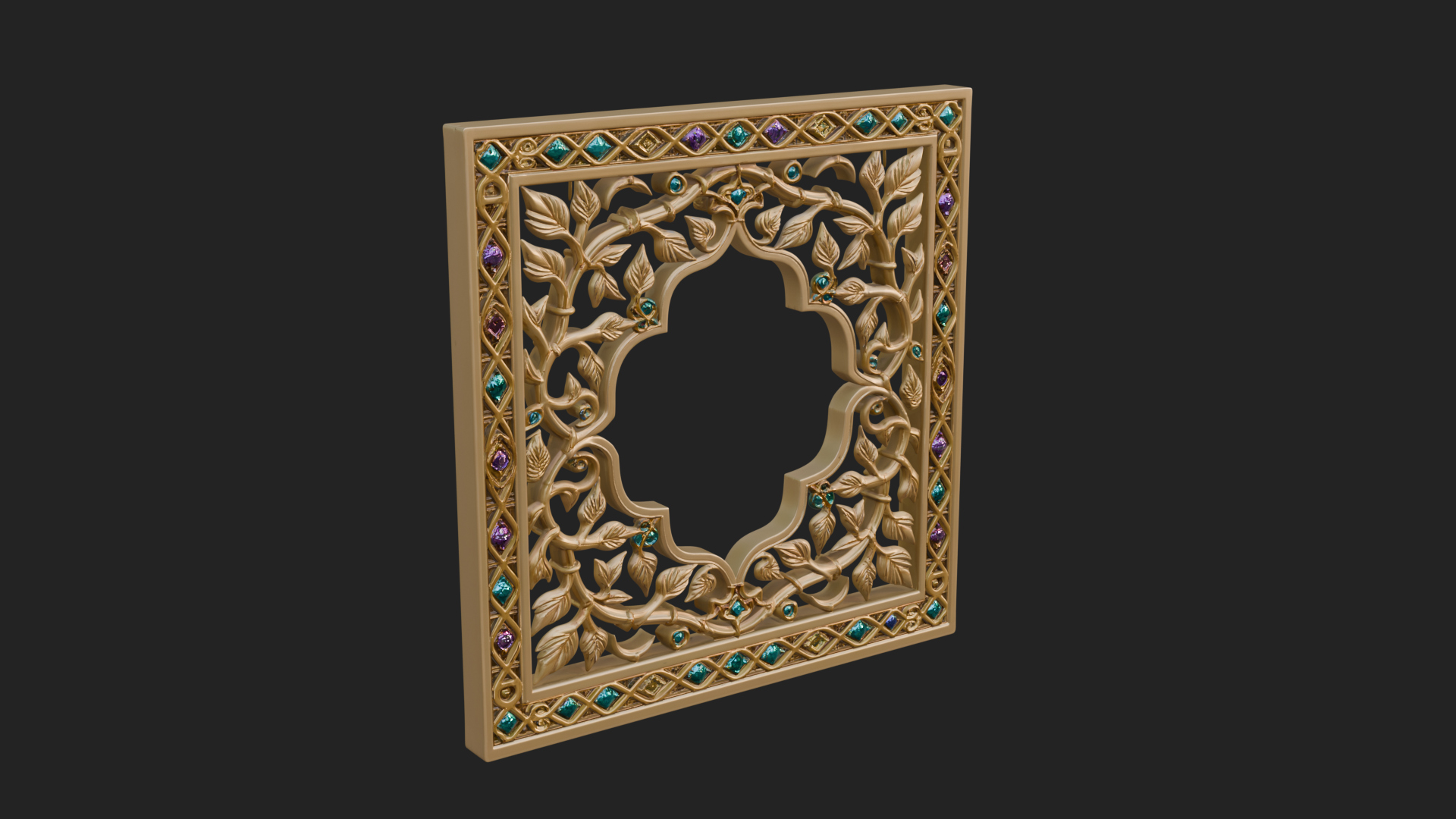 Carved Vine Screen Plaque Design 4 3D Print Model 3D Model