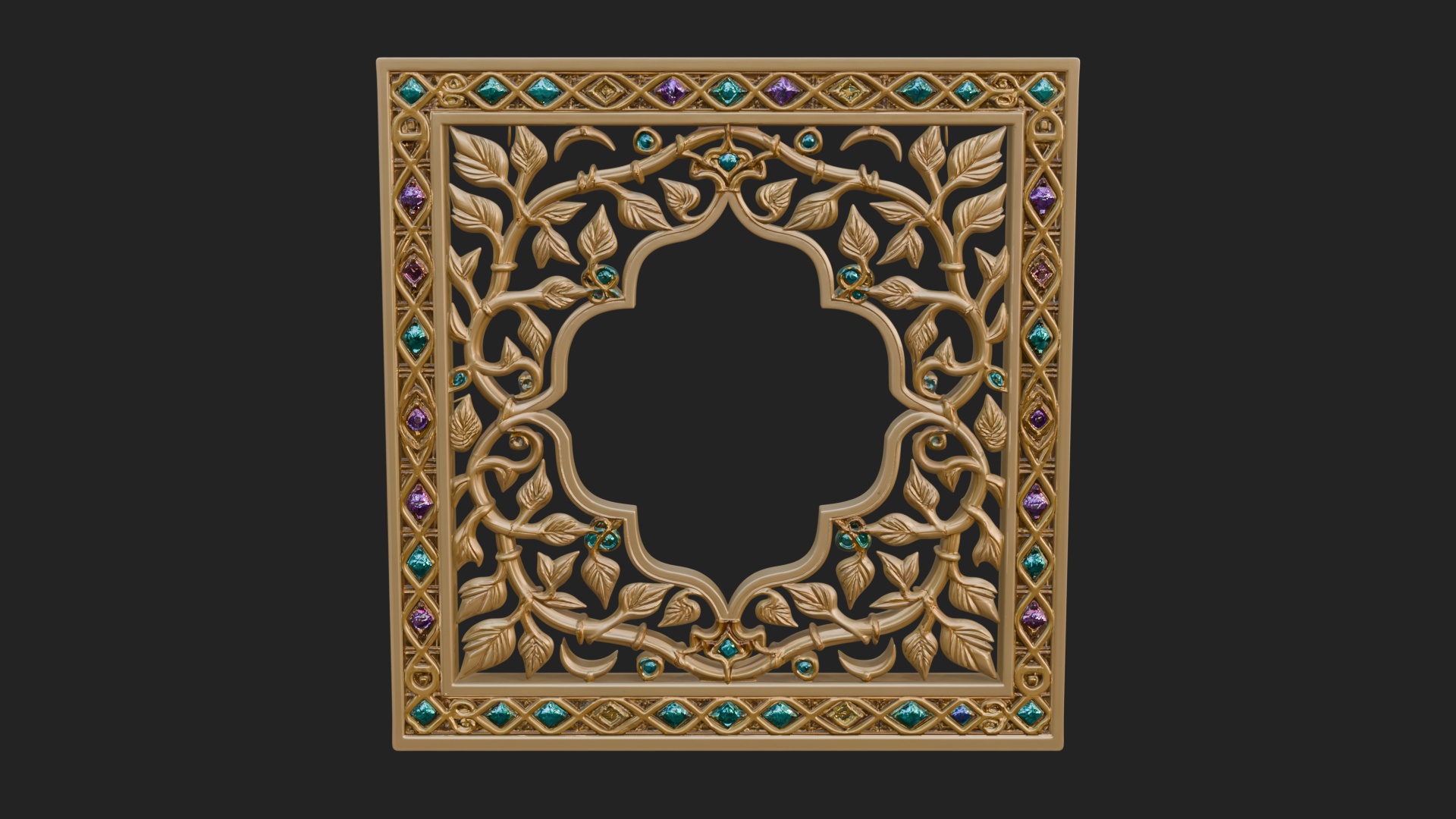 Carved Vine Screen Plaque Design 4 3D Print Model 3D Model