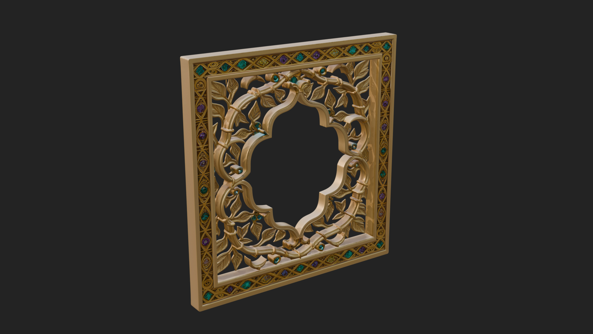 Carved Vine Screen Plaque Design 4 3D Print Model 3D Model