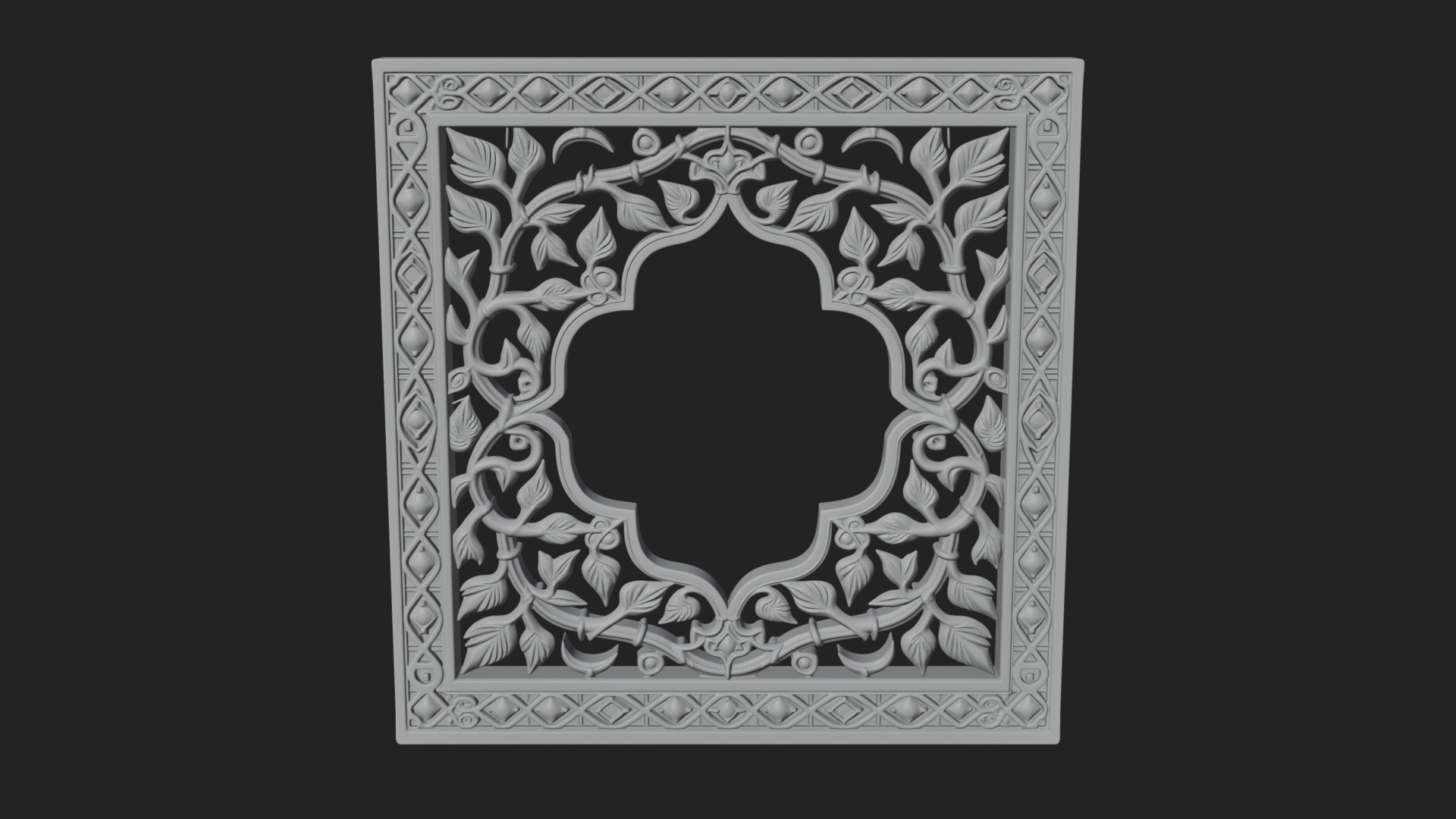 Carved Vine Screen Plaque Design 4 3D Print Model 3D Model