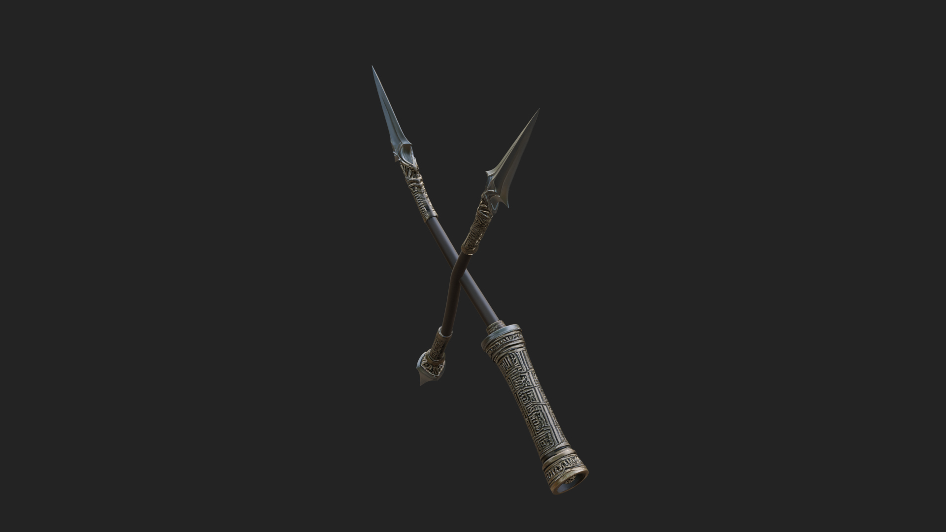 Carved War Spear Model Design 1 3D Print Model 3D Model