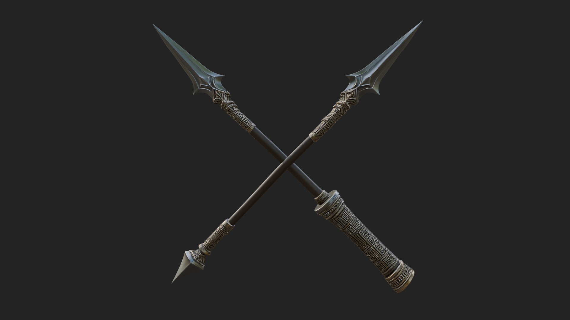 Carved War Spear Model Design 1 3D Print Model 3D Model