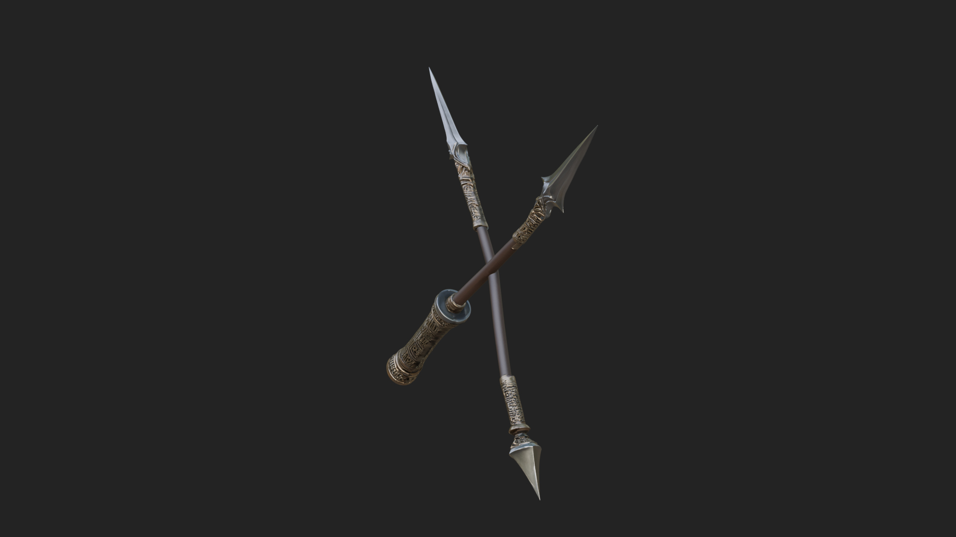 Carved War Spear Model Design 1 3D Print Model 3D Model