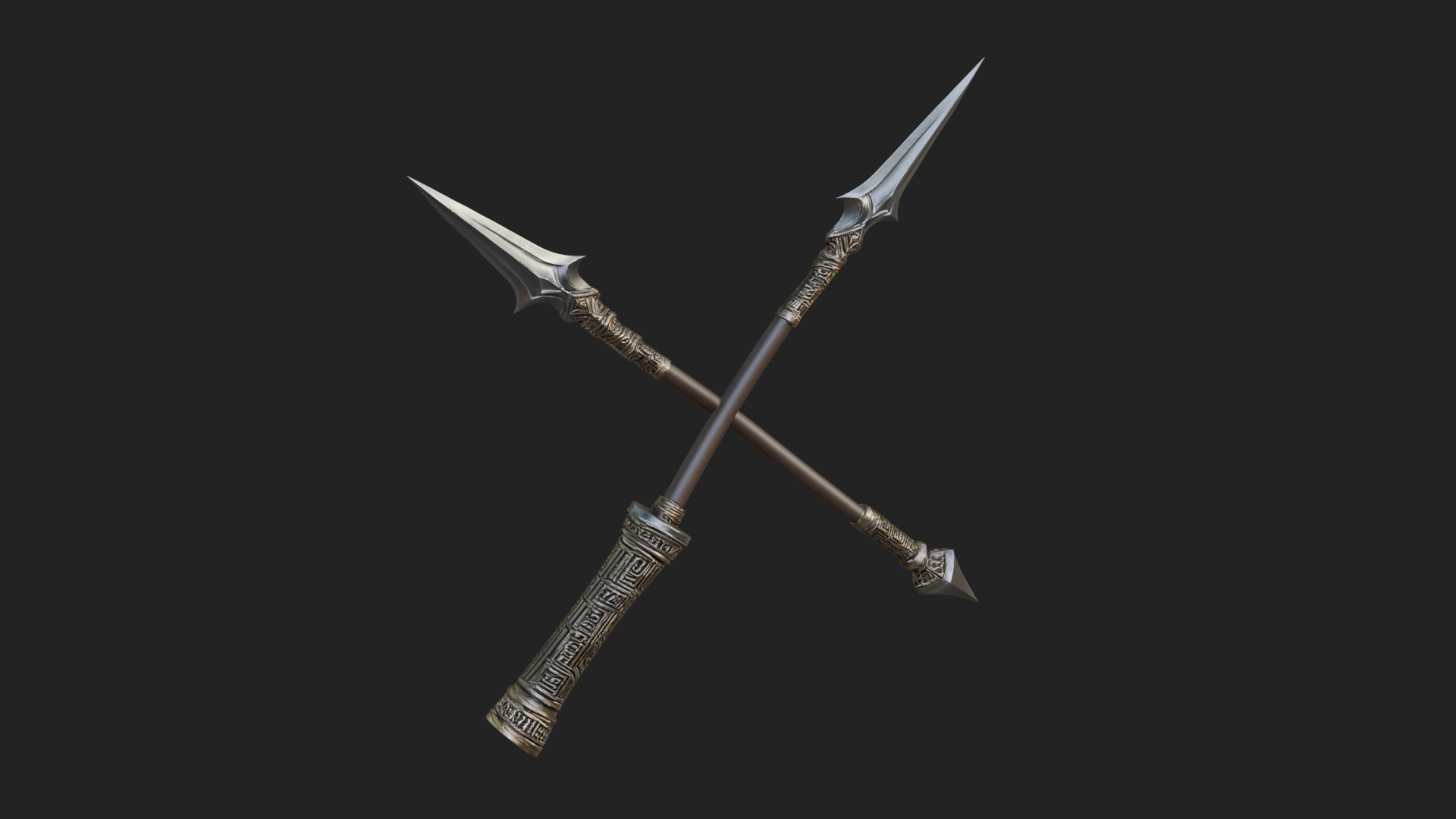 Carved War Spear Model Design 1 3D Print Model 3D Model