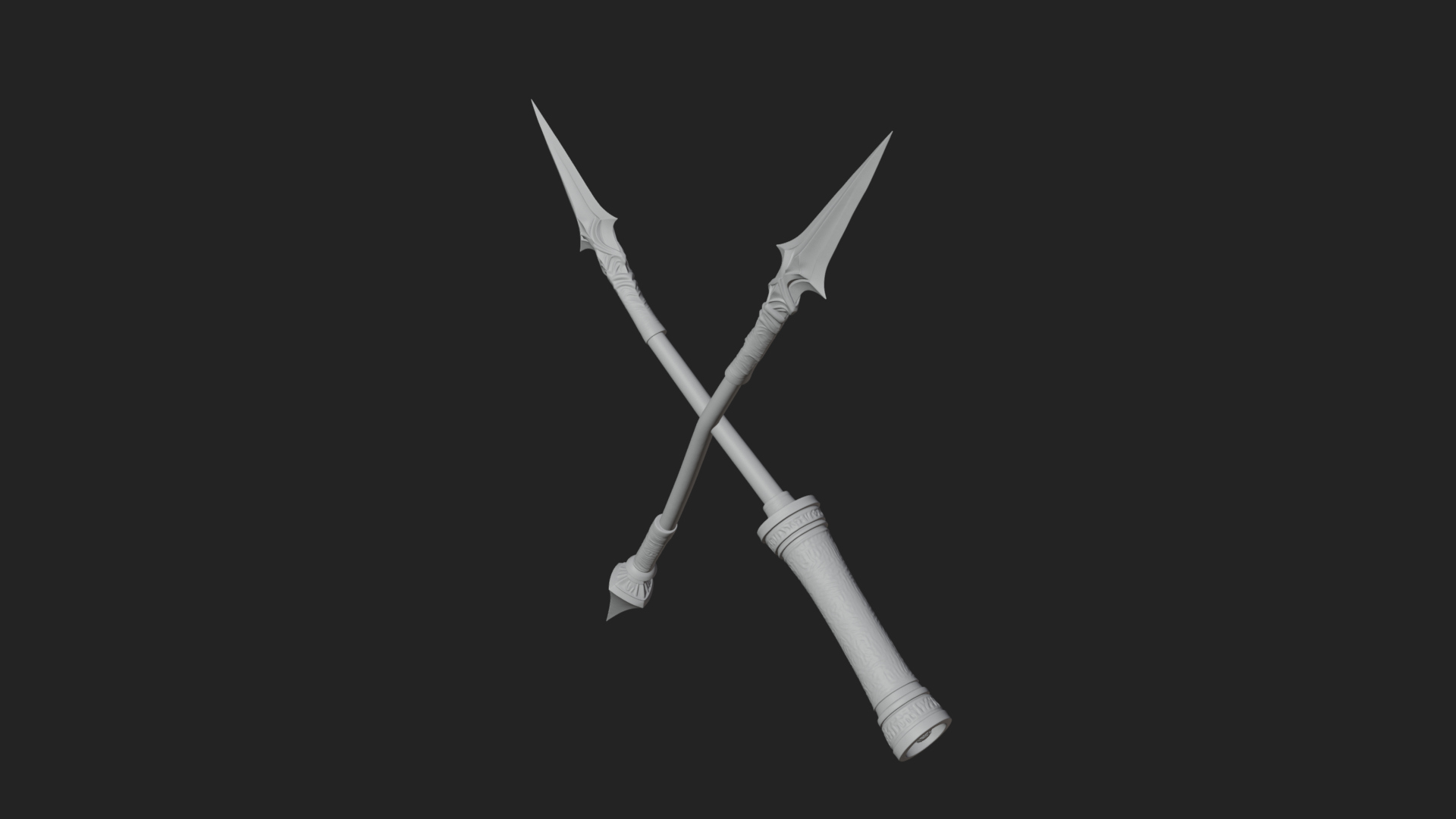 Carved War Spear Model Design 1 3D Print Model 3D Model