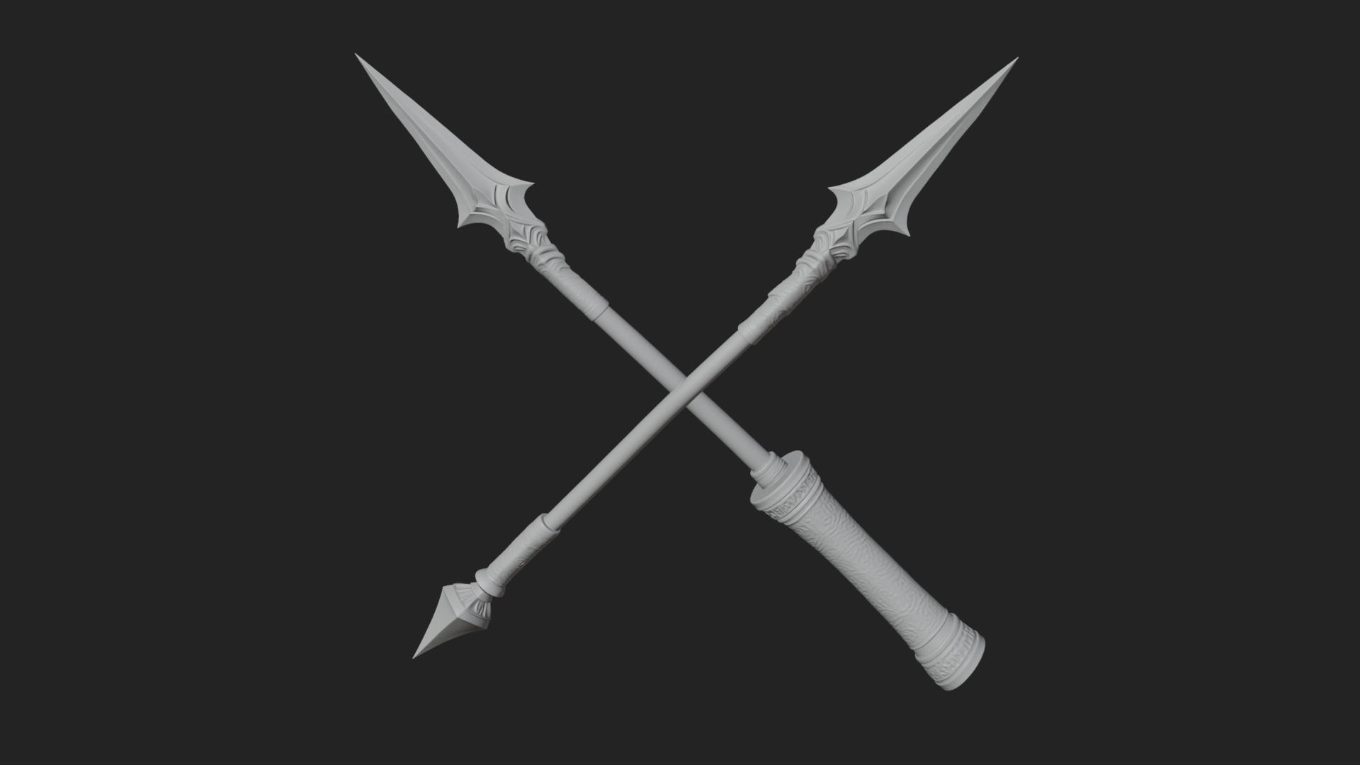 Carved War Spear Model Design 1 3D Print Model 3D Model