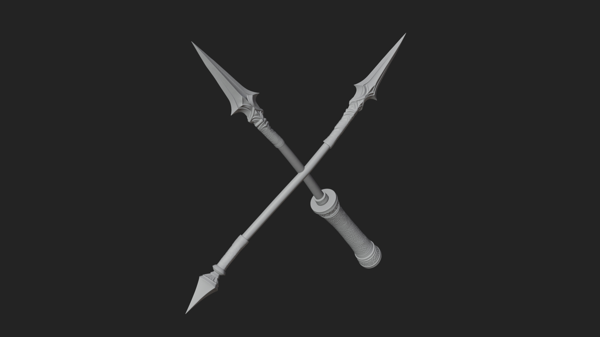 Carved War Spear Model Design 1 3D Print Model 3D Model