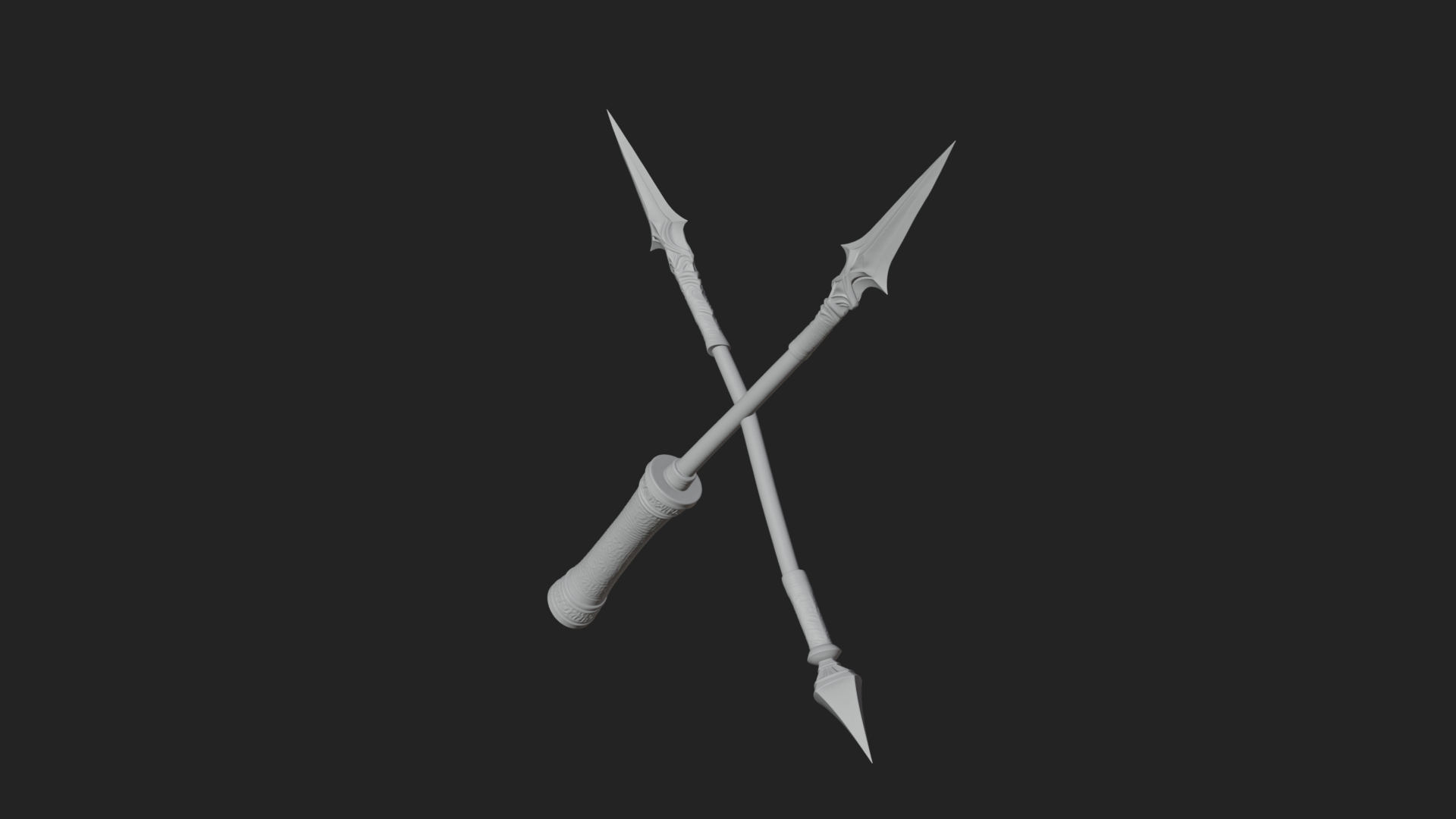 Carved War Spear Model Design 1 3D Print Model 3D Model