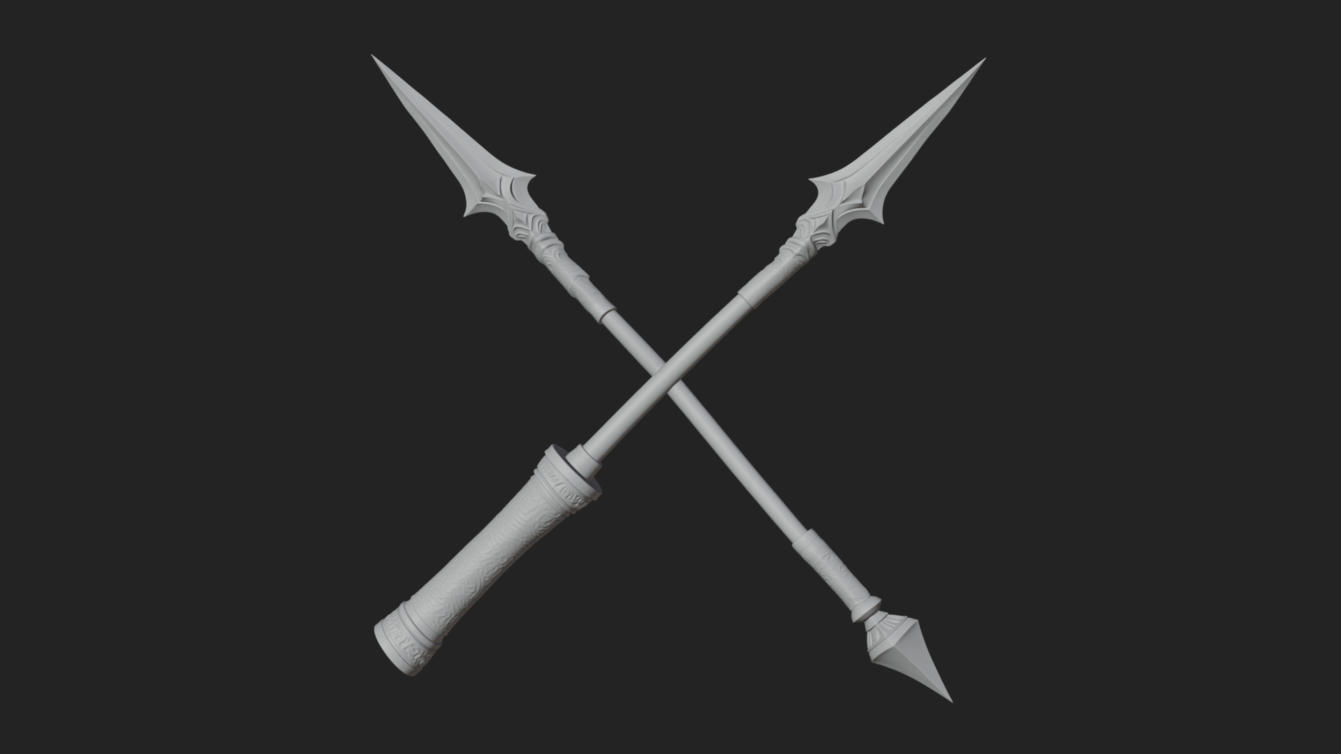 Carved War Spear Model Design 1 3D Print Model 3D Model