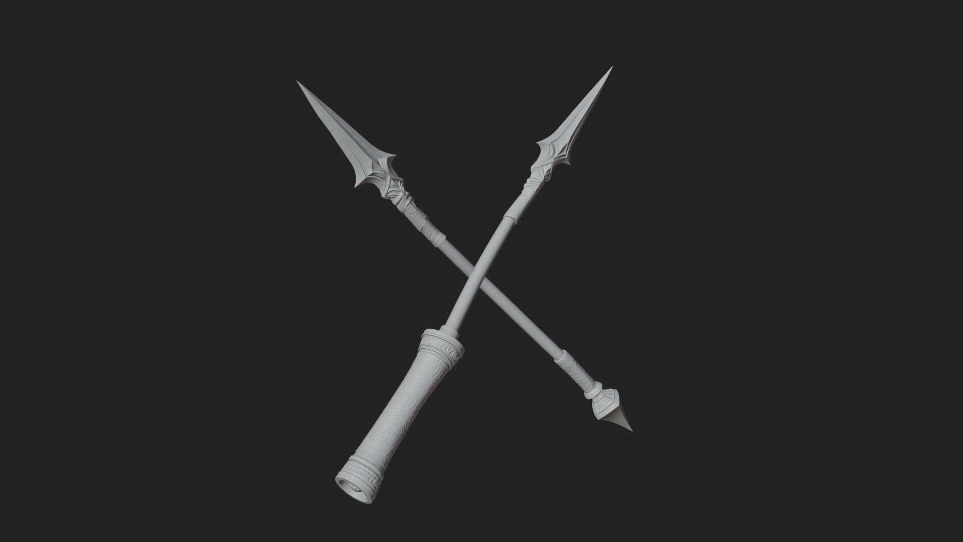 Carved War Spear Model Design 1 3D Print Model 3D Model