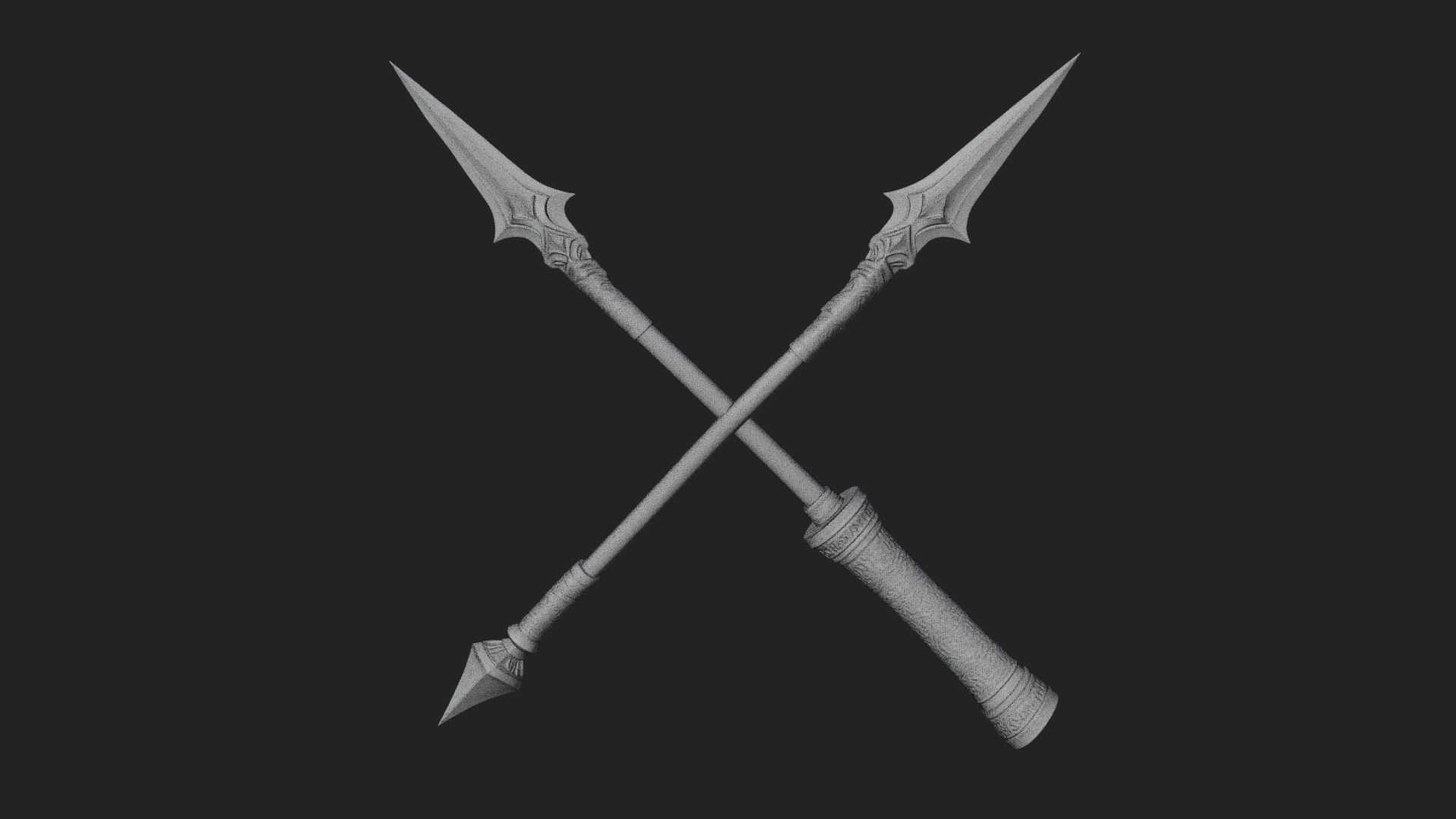 Carved War Spear Model Design 1 3D Print Model 3D Model