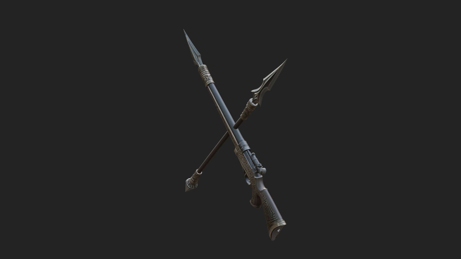 Carved War Spear Model Design 2 3D Print Model 3D Model