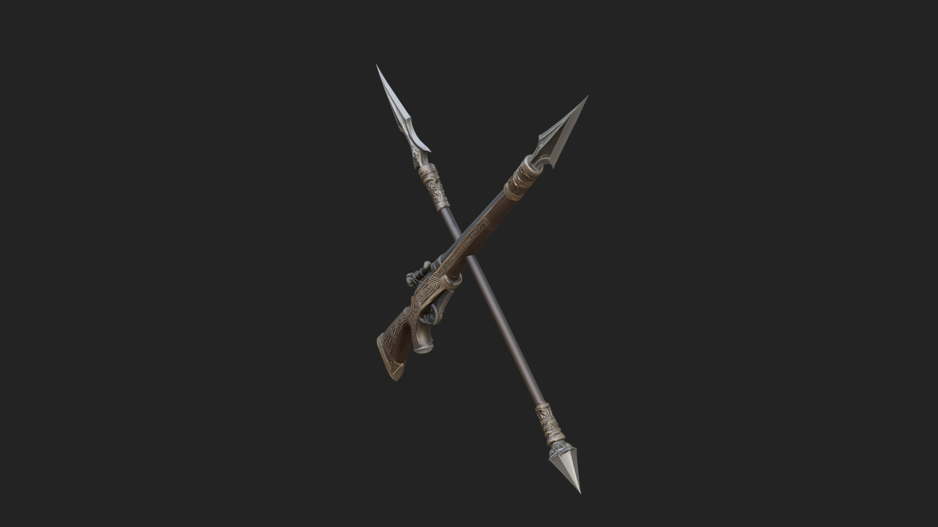 Carved War Spear Model Design 2 3D Print Model 3D Model
