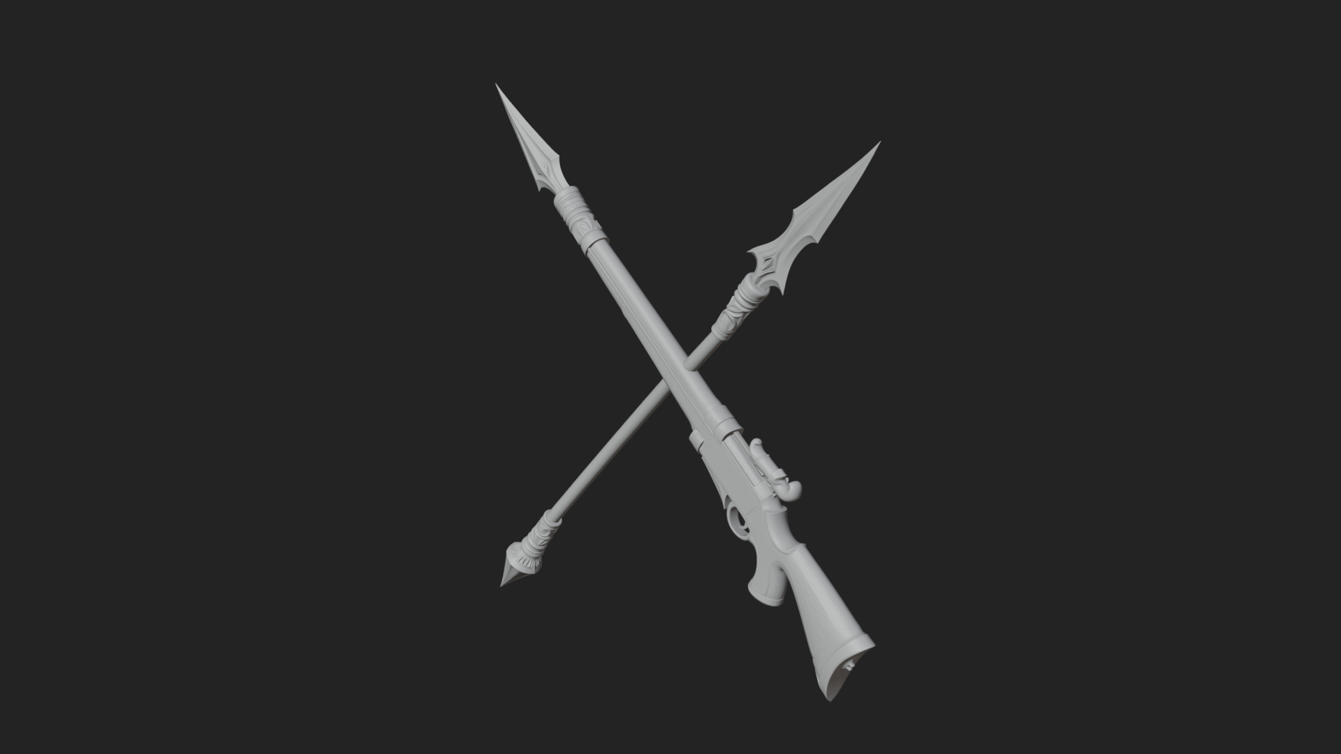 Carved War Spear Model Design 2 3D Print Model 3D Model