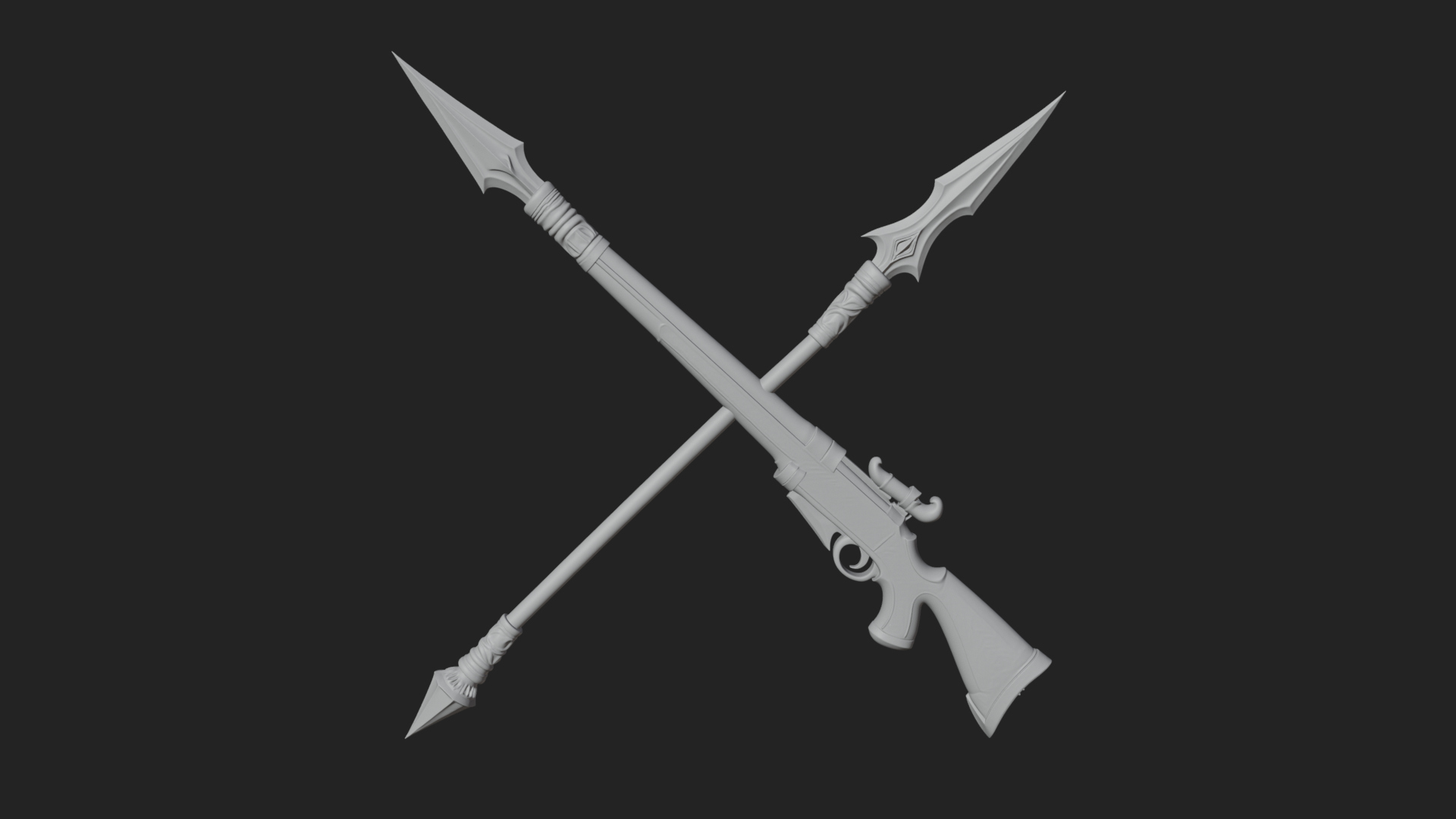 Carved War Spear Model Design 2 3D Print Model 3D Model