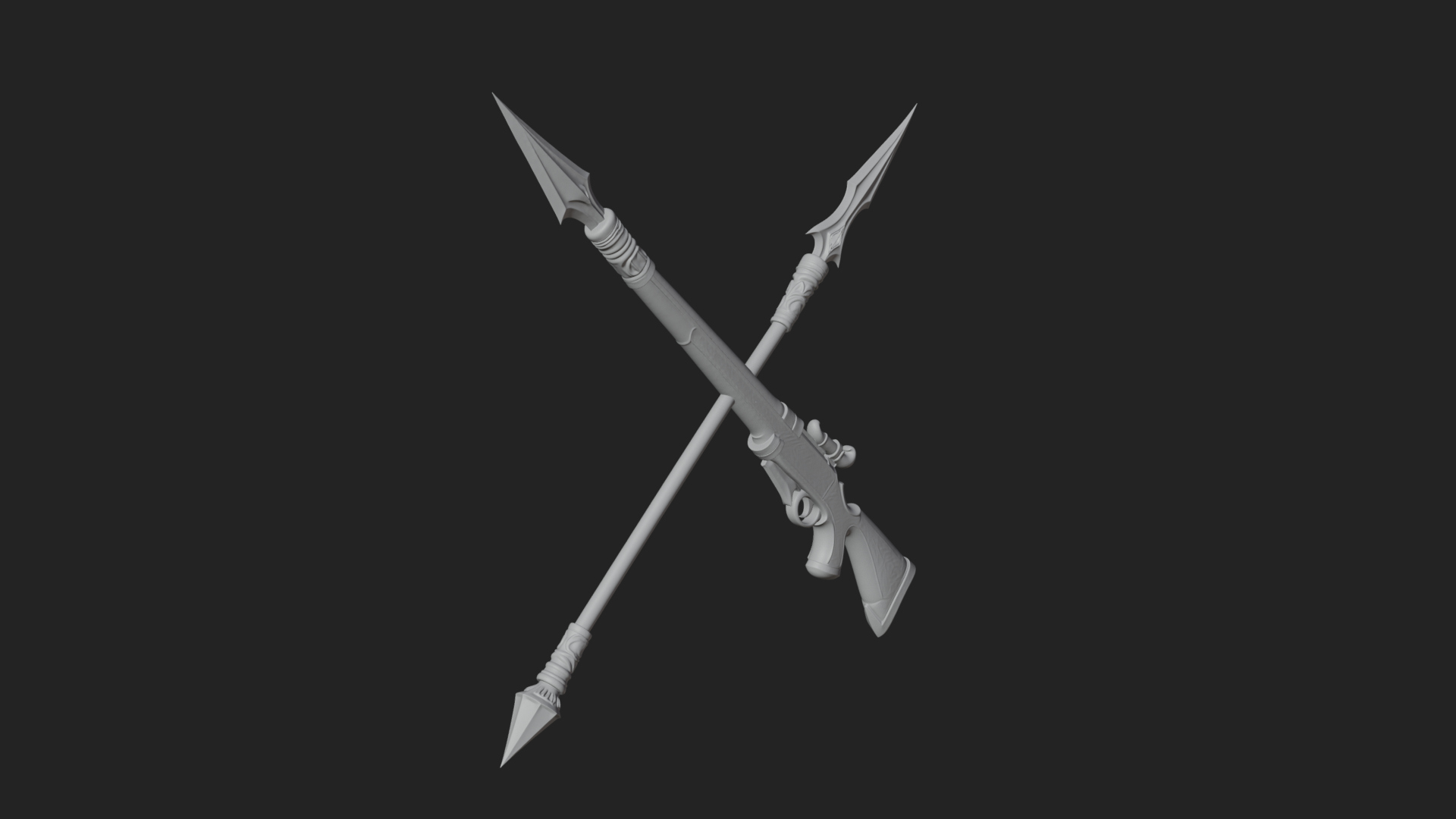 Carved War Spear Model Design 2 3D Print Model 3D Model