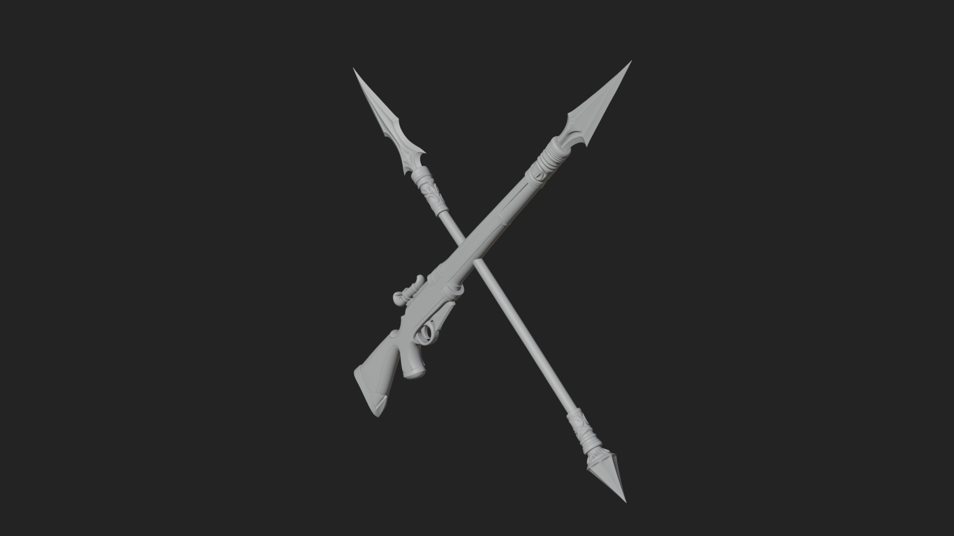 Carved War Spear Model Design 2 3D Print Model 3D Model
