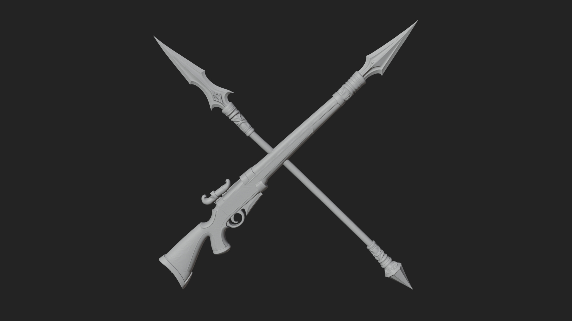 Carved War Spear Model Design 2 3D Print Model 3D Model