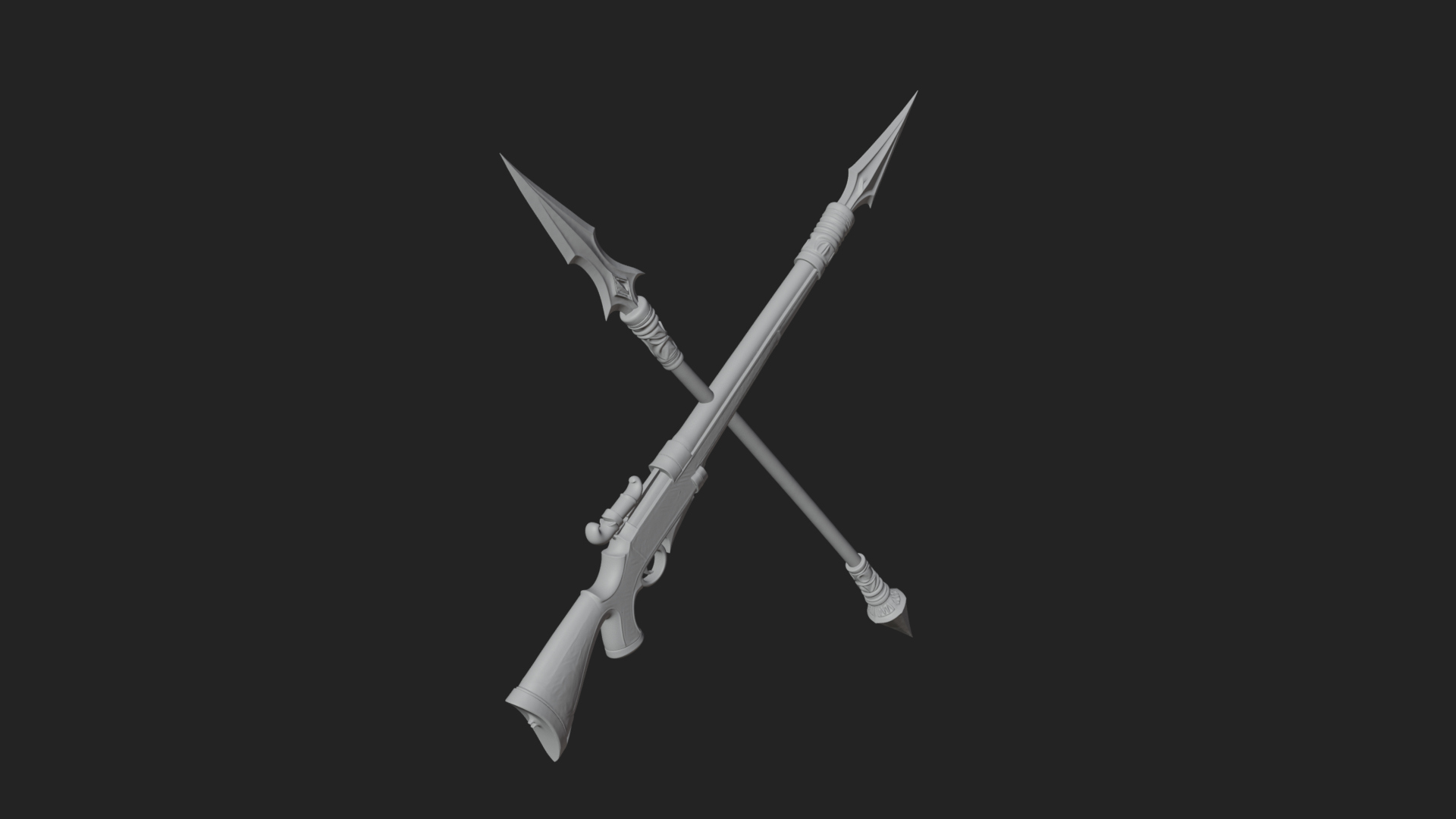 Carved War Spear Model Design 2 3D Print Model 3D Model