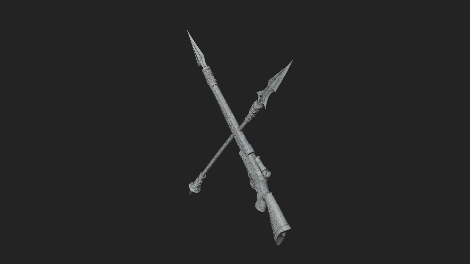 Carved War Spear Model Design 2 3D Print Model 3D Model