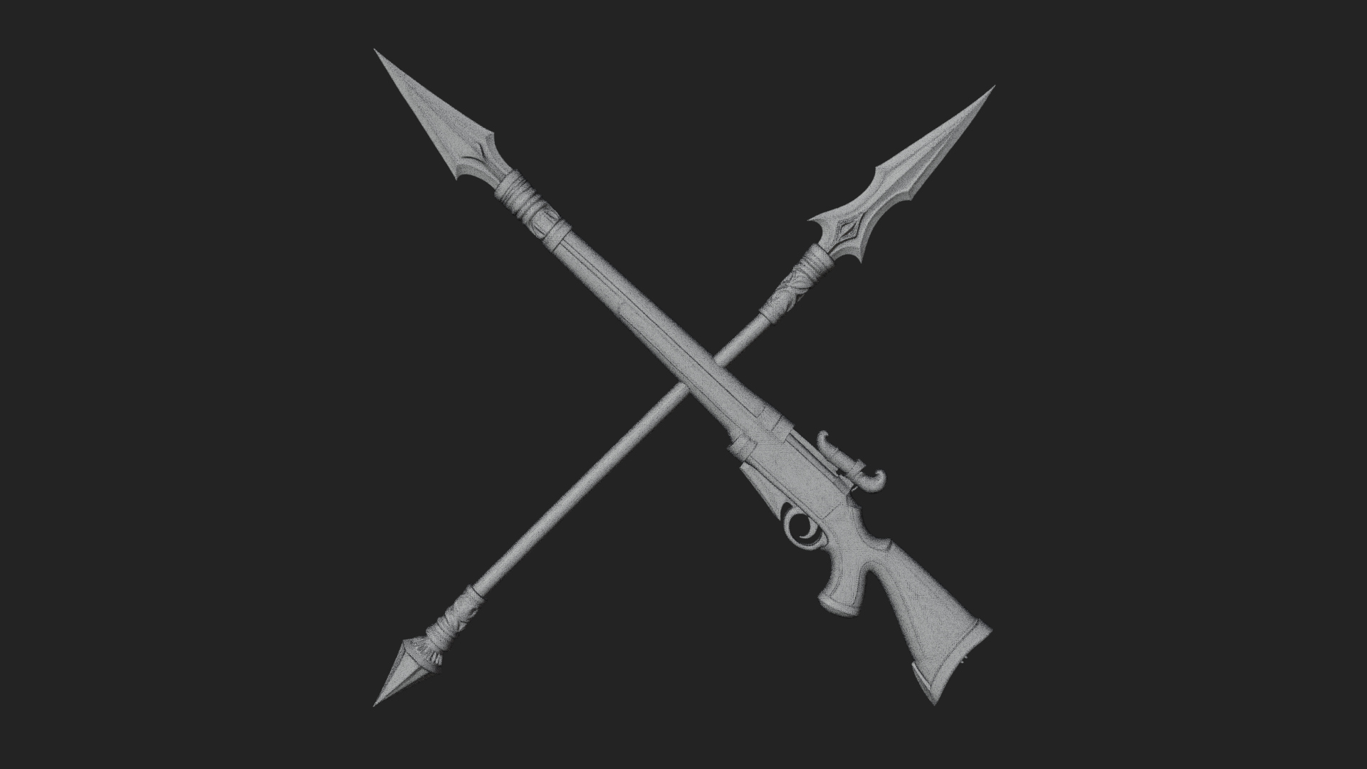 Carved War Spear Model Design 2 3D Print Model 3D Model