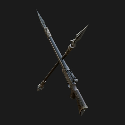 Carved War Spear Model Design 2 3D Print Model