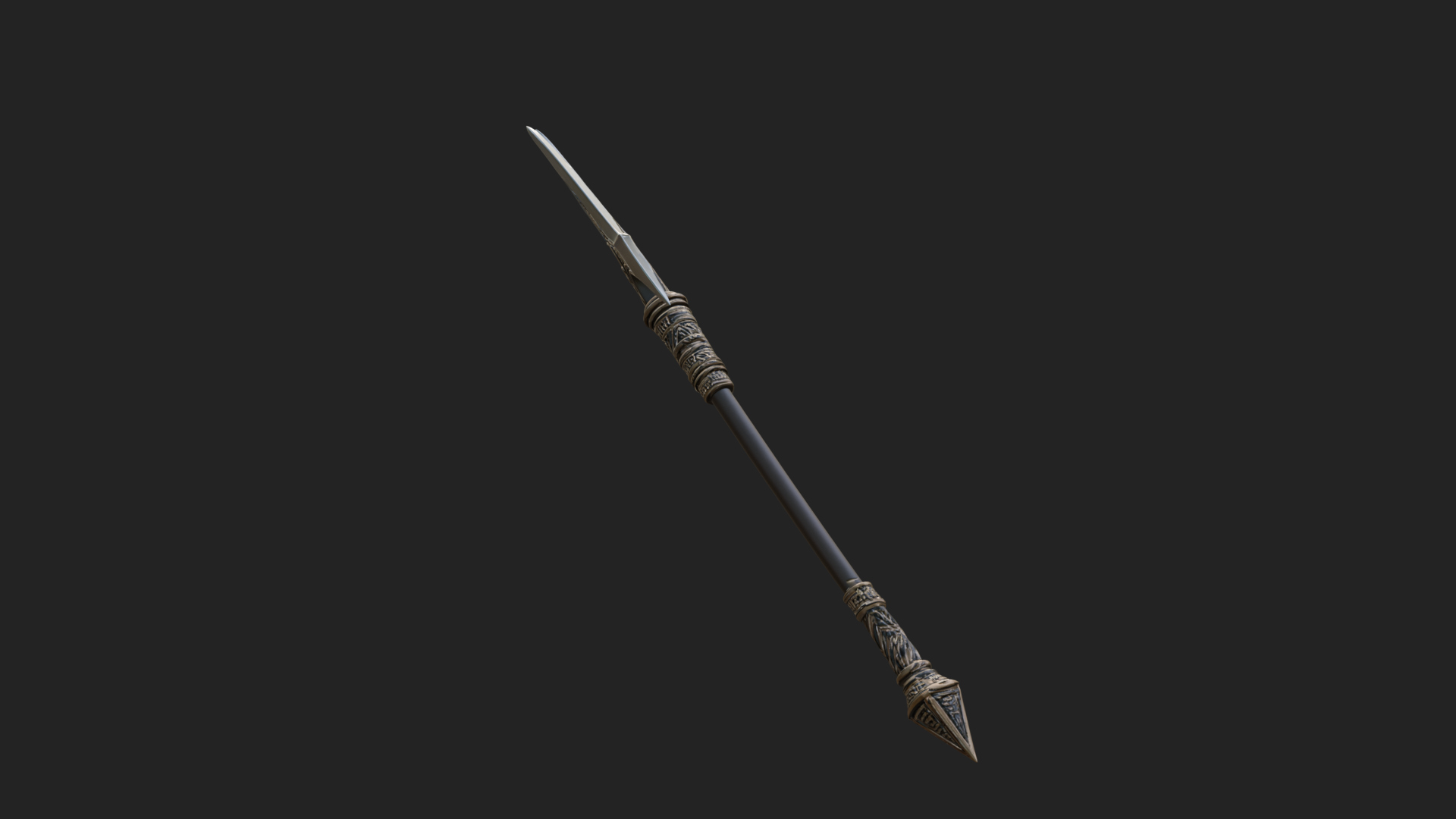 Carved War Spear Model Design 4 3D Print Model 3D Model