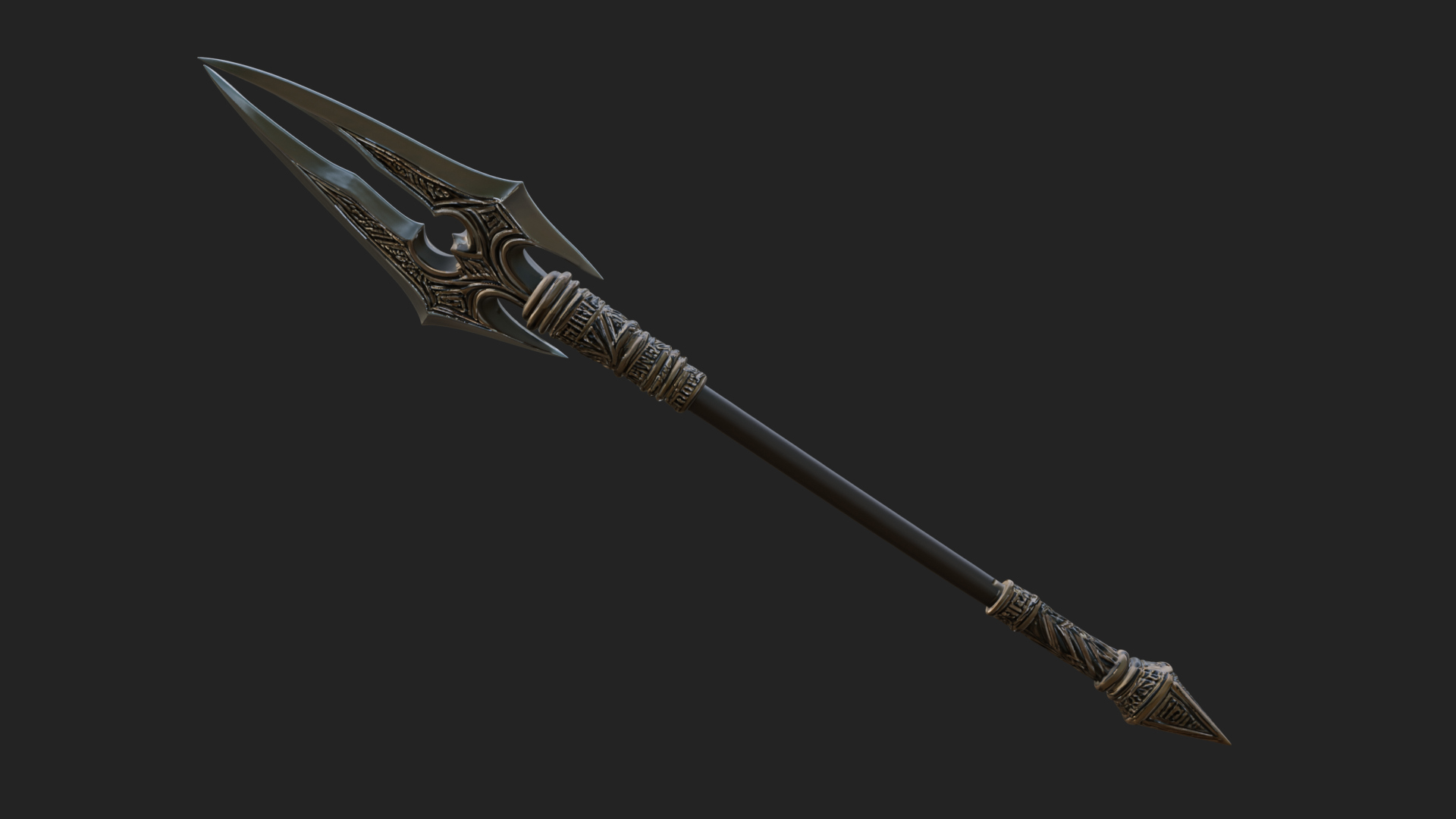Carved War Spear Model Design 4 3D Print Model 3D Model