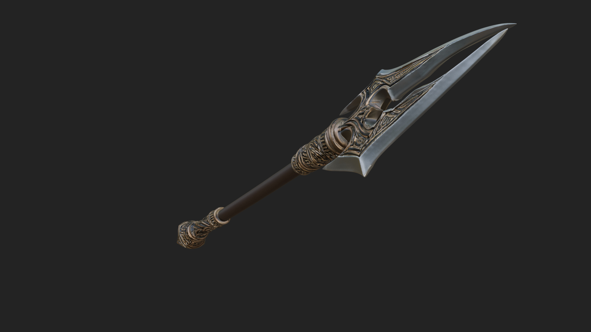 Carved War Spear Model Design 4 3D Print Model 3D Model