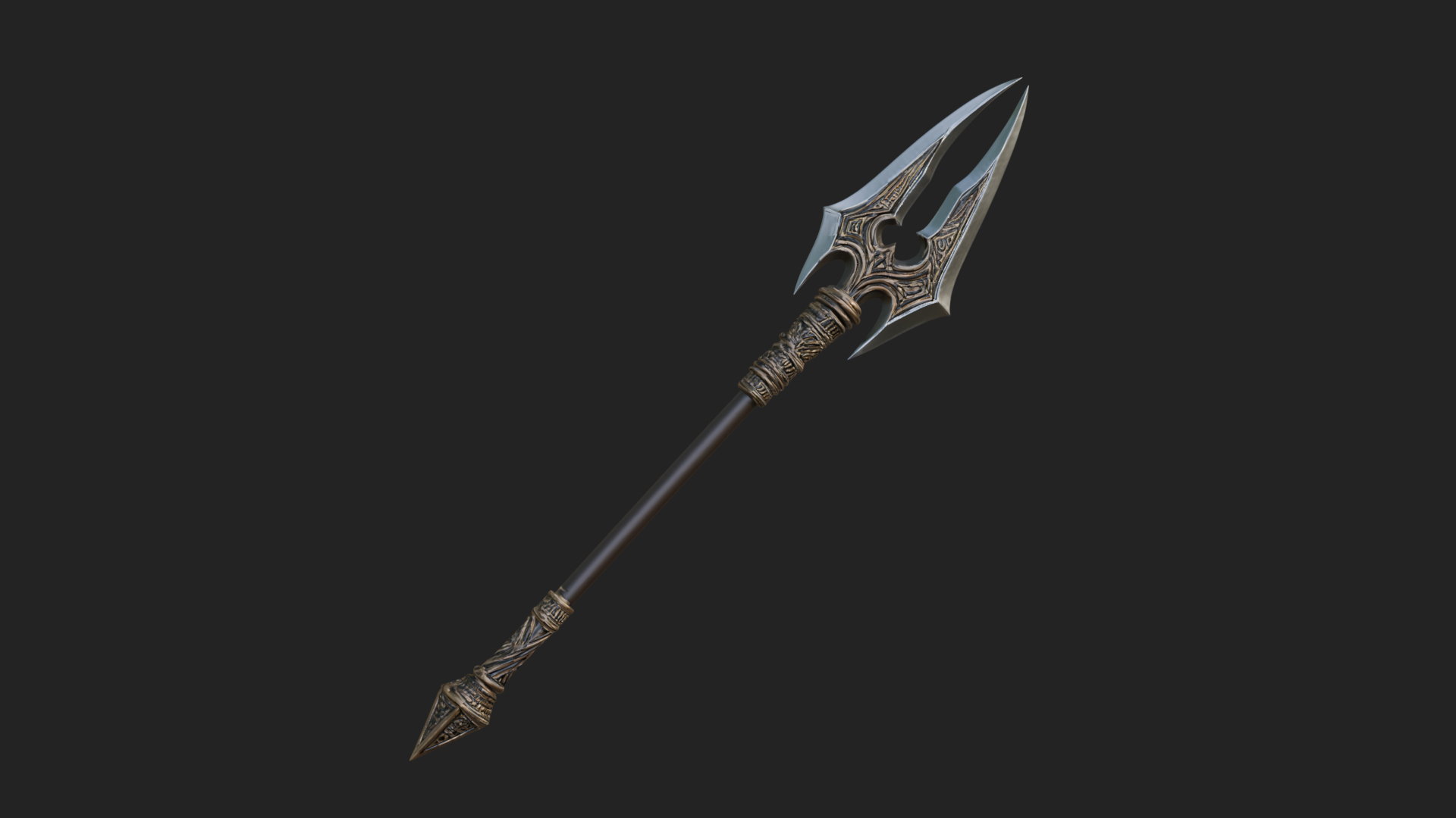 Carved War Spear Model Design 4 3D Print Model 3D Model