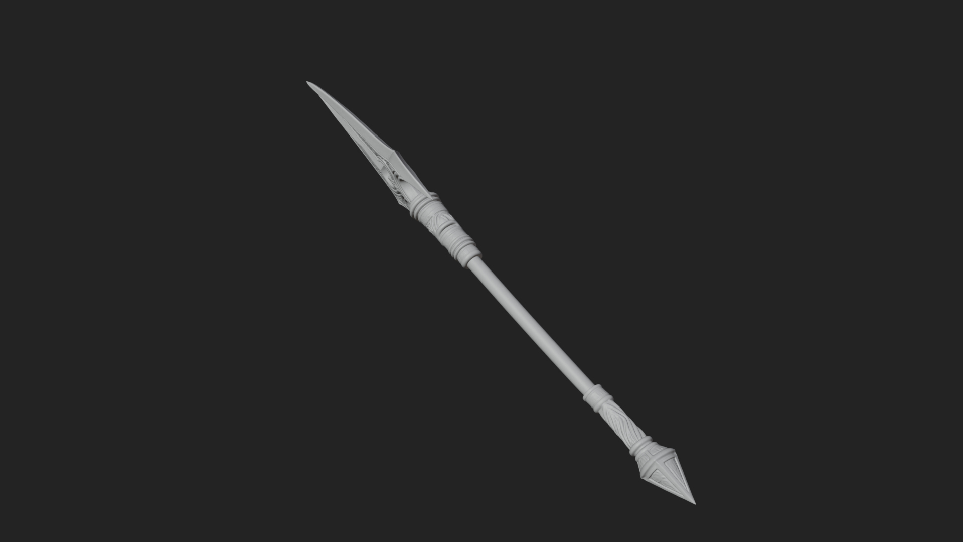Carved War Spear Model Design 4 3D Print Model 3D Model