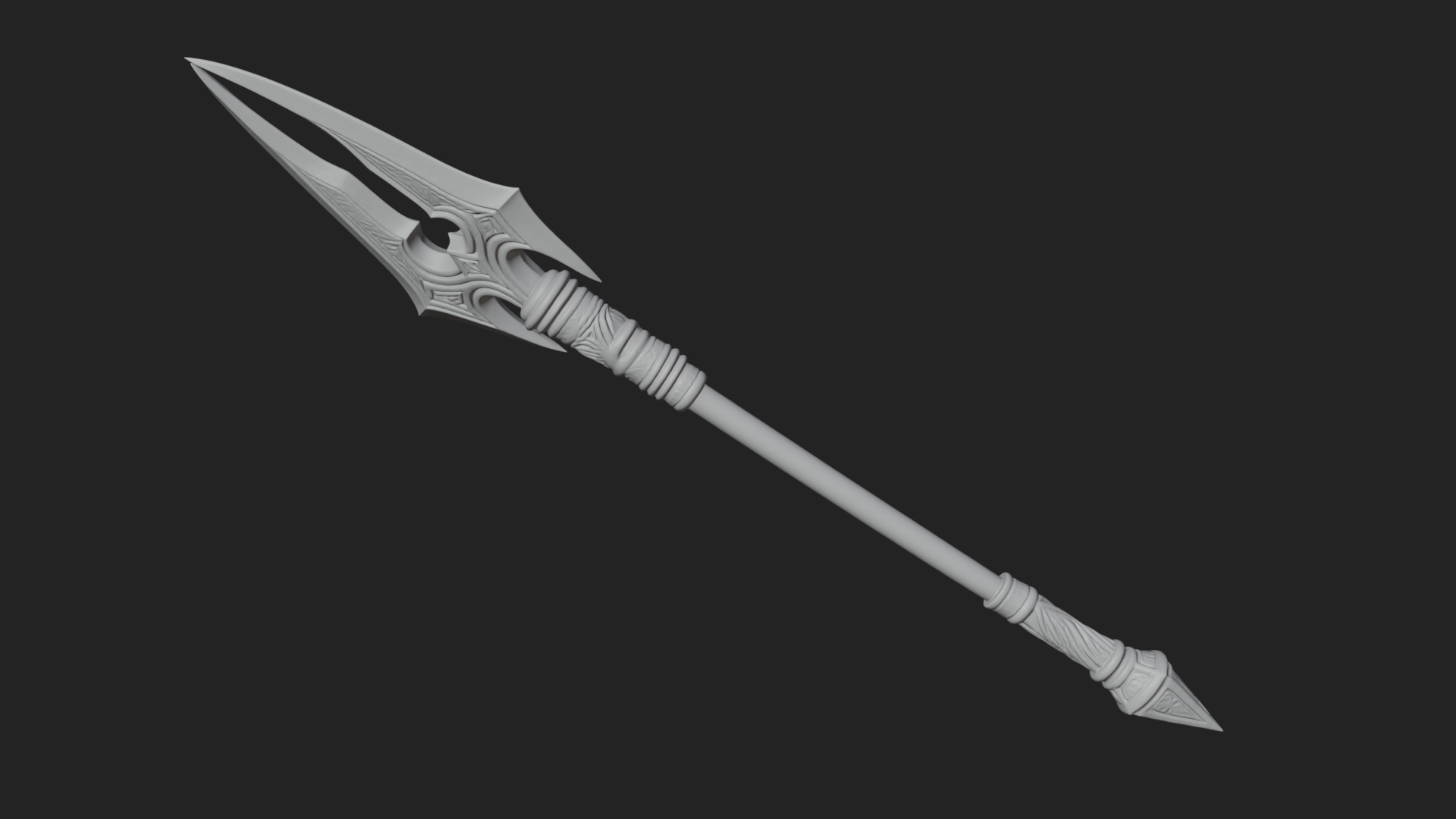 Carved War Spear Model Design 4 3D Print Model 3D Model