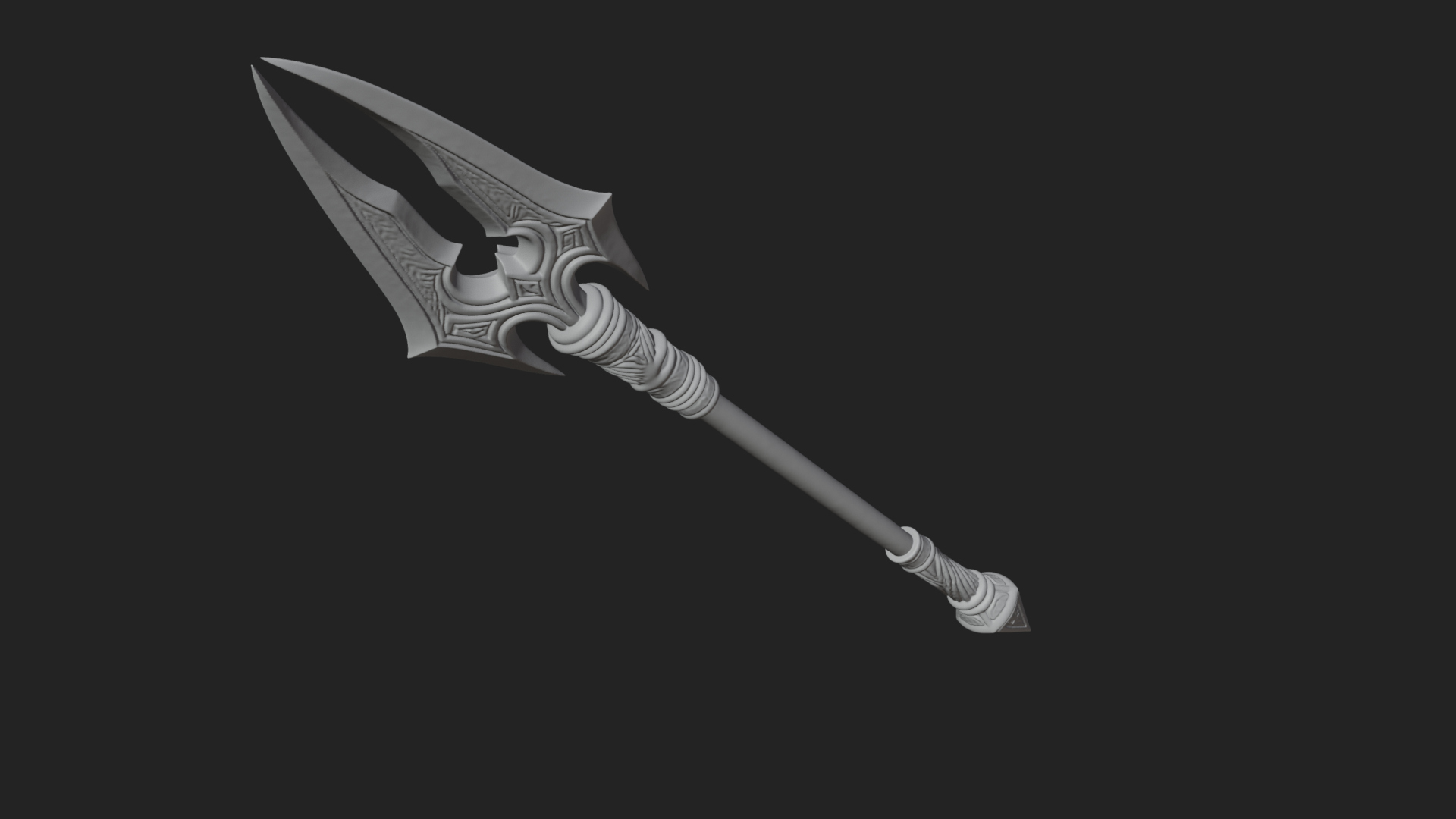 Carved War Spear Model Design 4 3D Print Model 3D Model