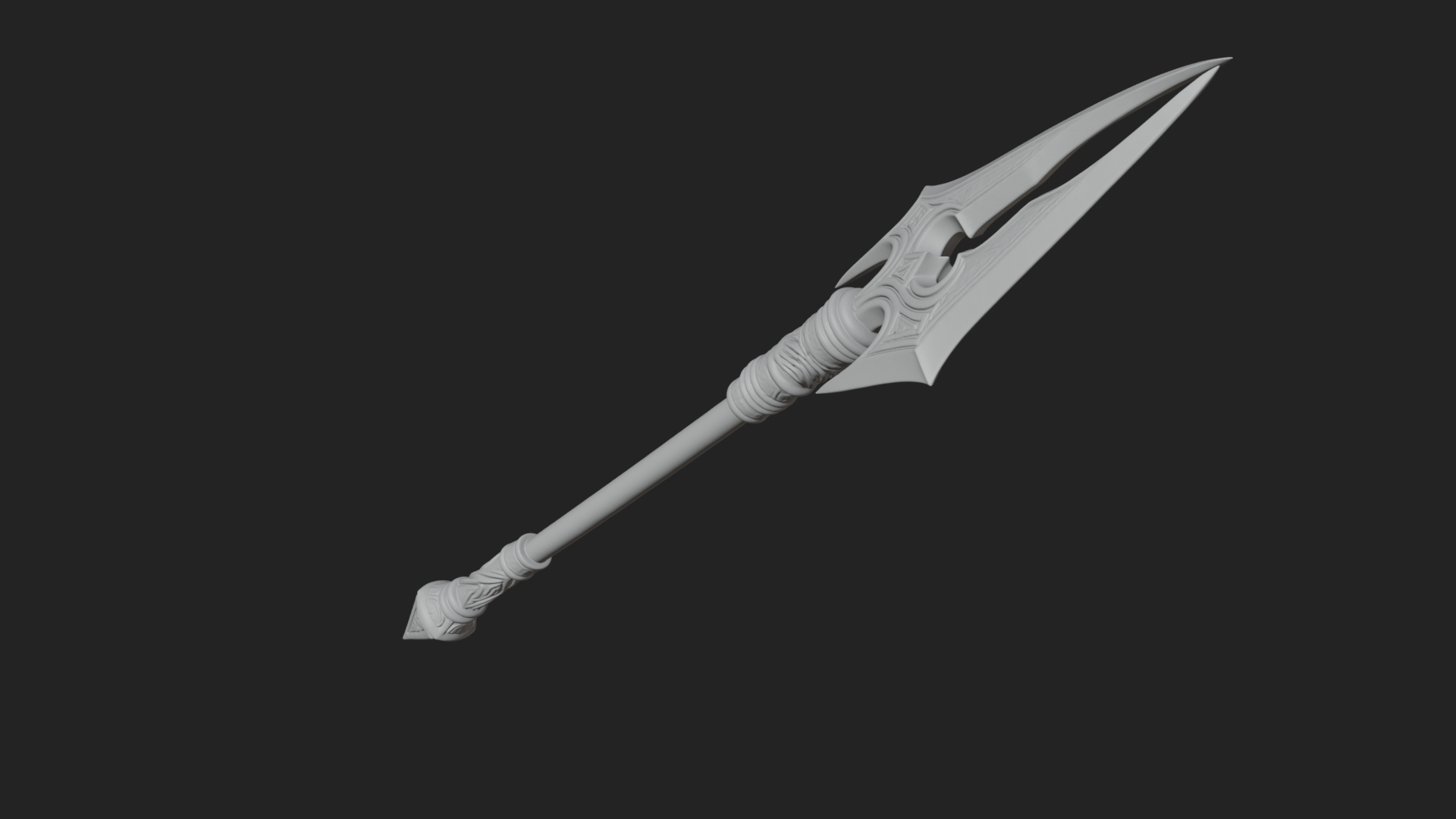 Carved War Spear Model Design 4 3D Print Model 3D Model