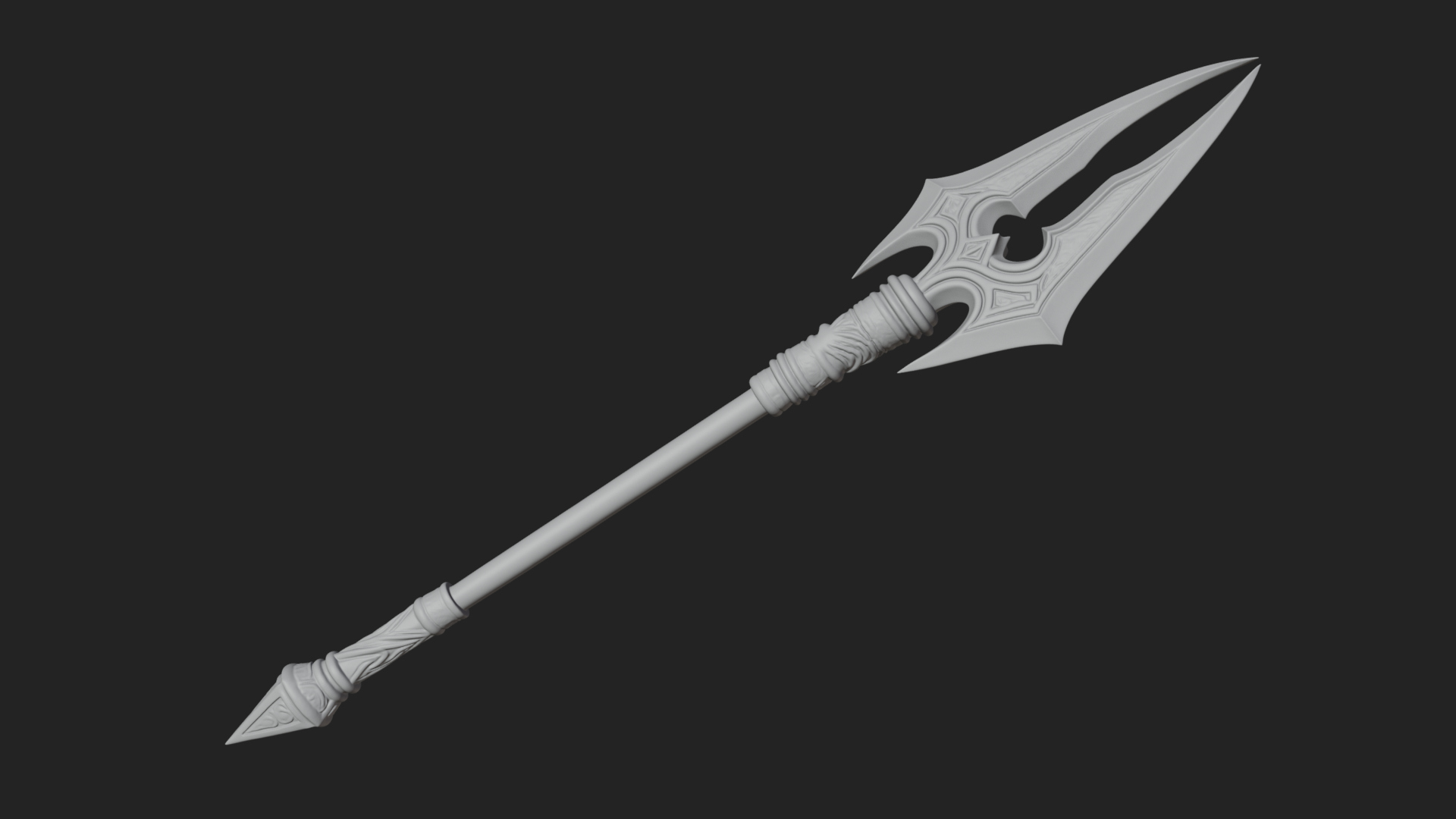 Carved War Spear Model Design 4 3D Print Model 3D Model