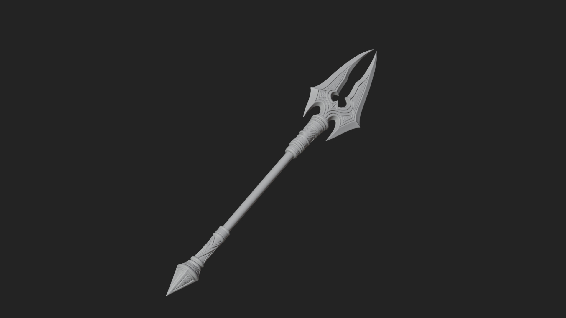 Carved War Spear Model Design 4 3D Print Model 3D Model
