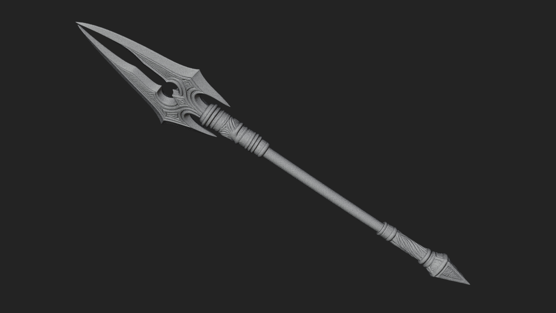 Carved War Spear Model Design 4 3D Print Model 3D Model