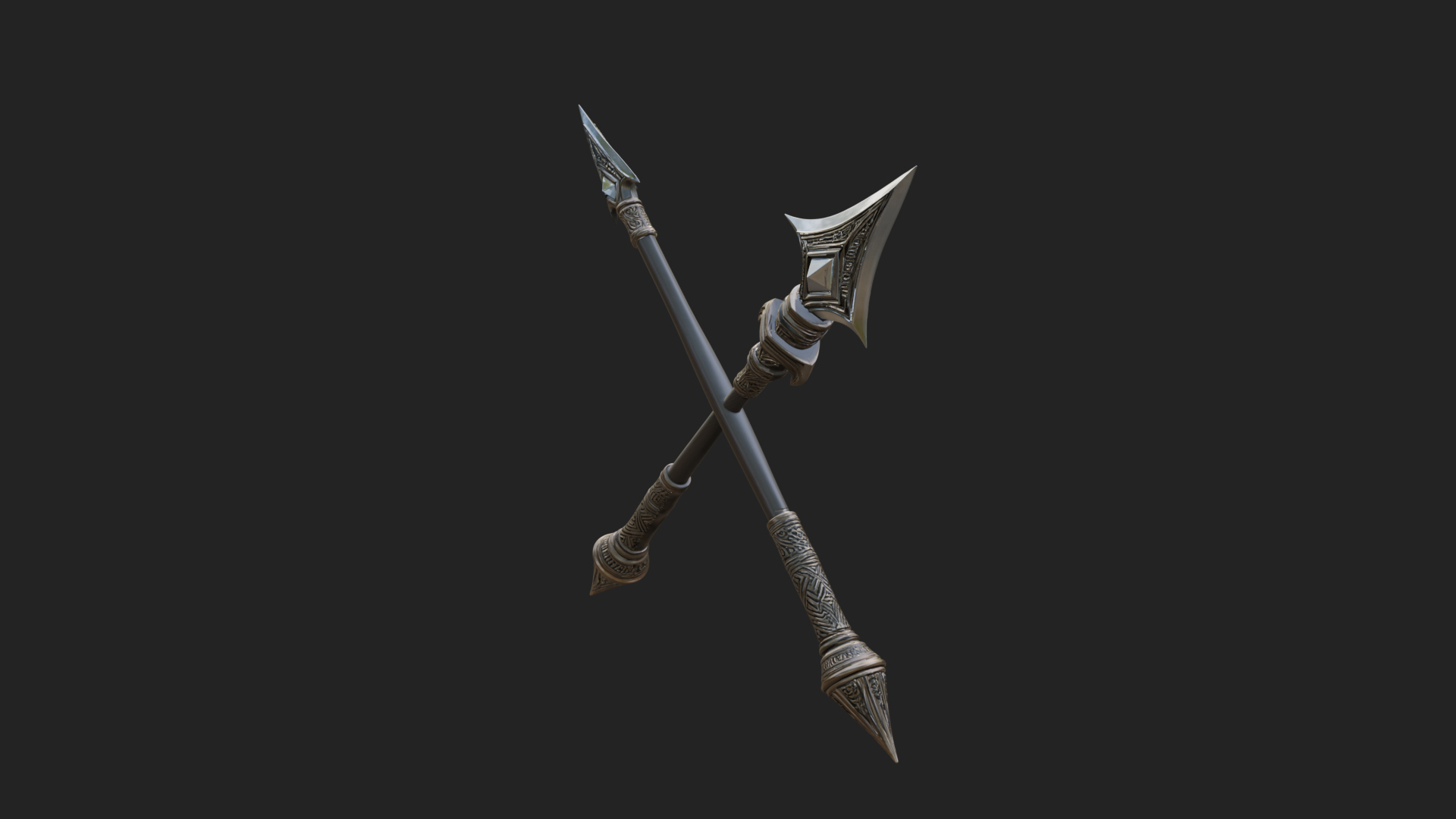 Carved War Spear Model Design 5 3D Print Model 3D Model