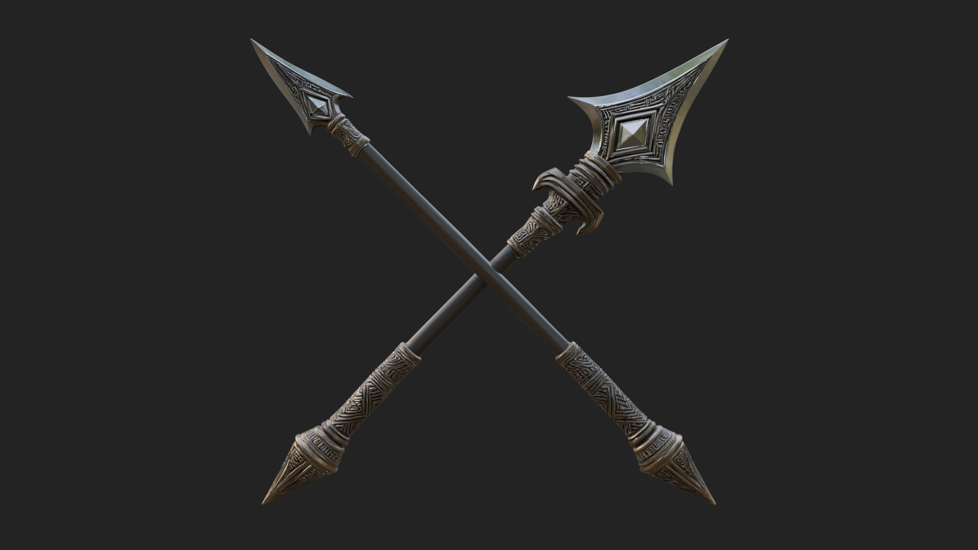 Carved War Spear Model Design 5 3D Print Model 3D Model