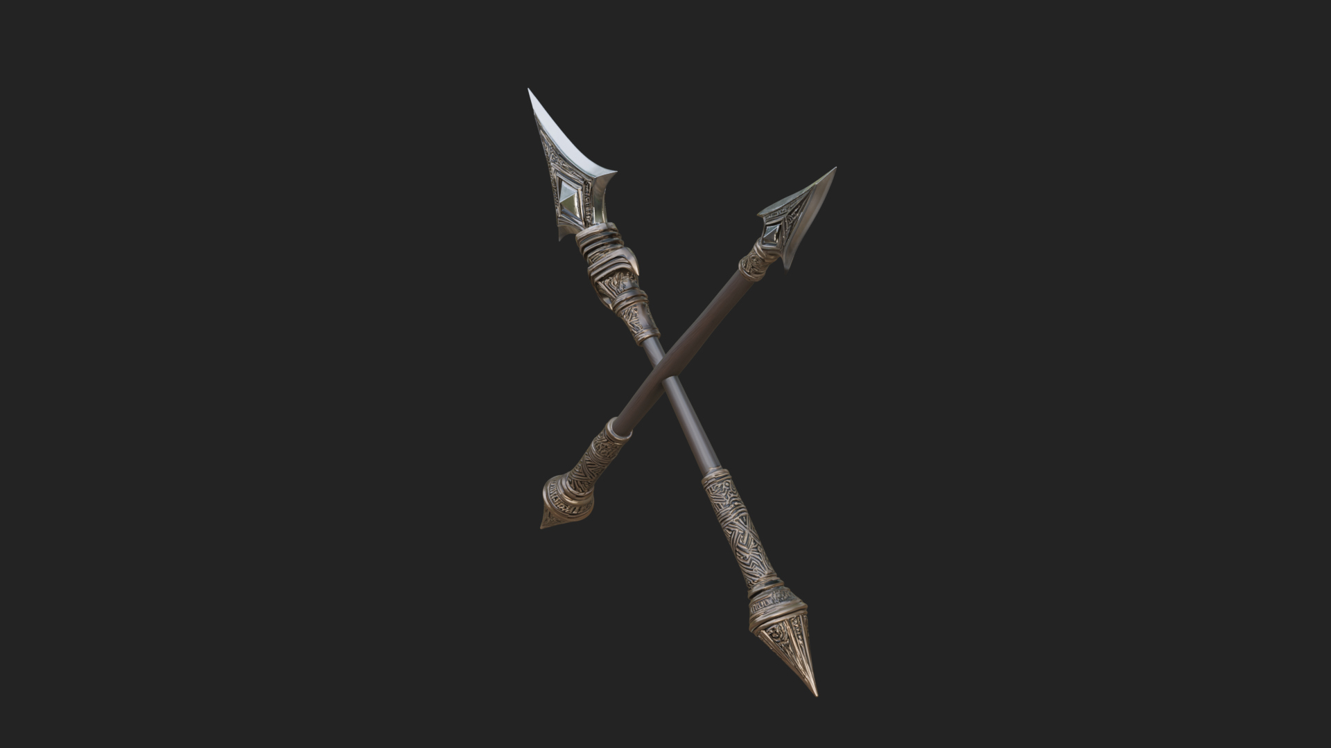 Carved War Spear Model Design 5 3D Print Model 3D Model