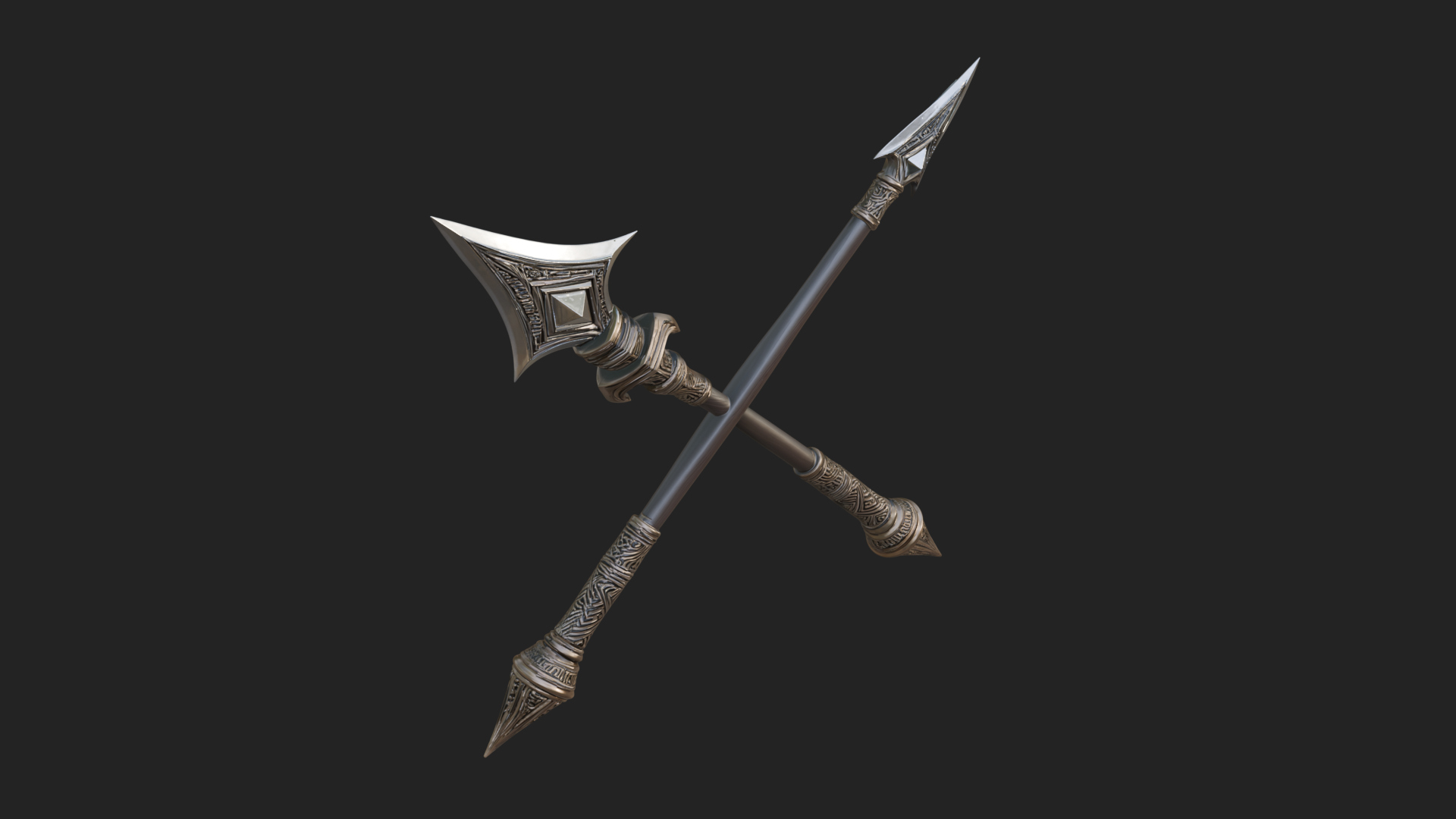 Carved War Spear Model Design 5 3D Print Model 3D Model