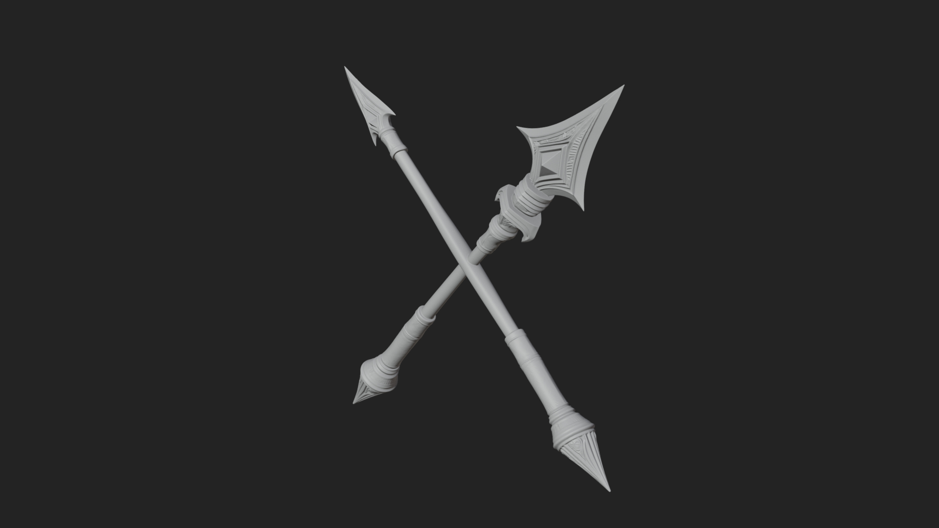 Carved War Spear Model Design 5 3D Print Model 3D Model